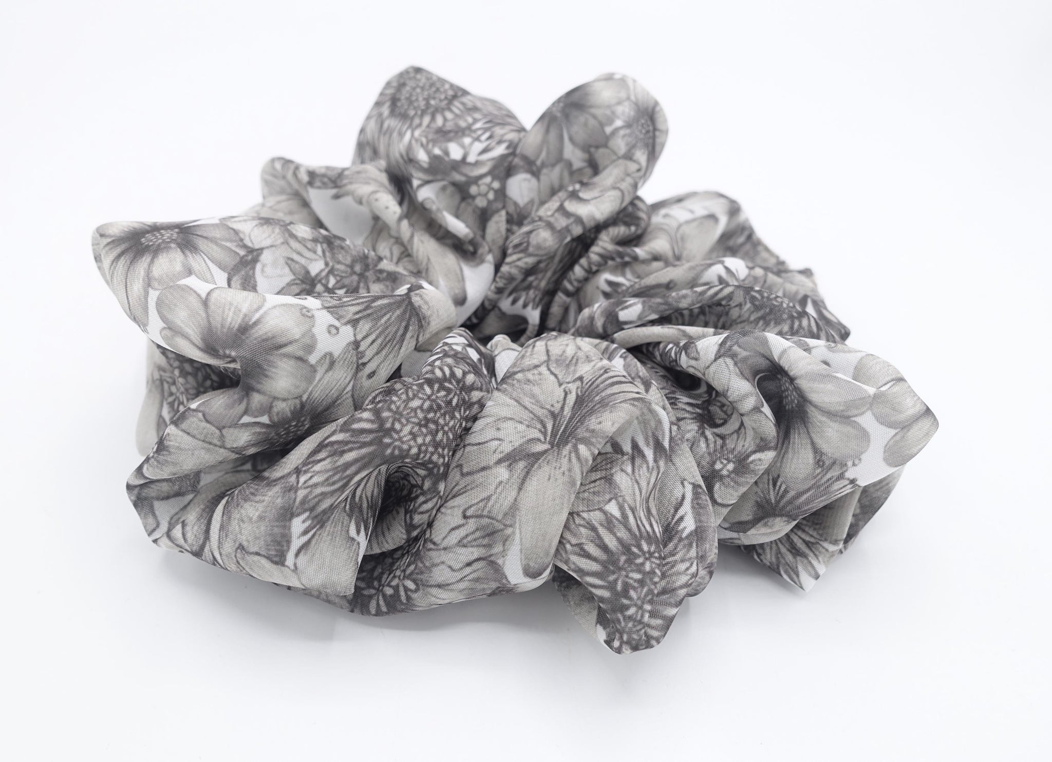 floral scrunchies, chiffon scrunchies. feminine style scrunchies for women