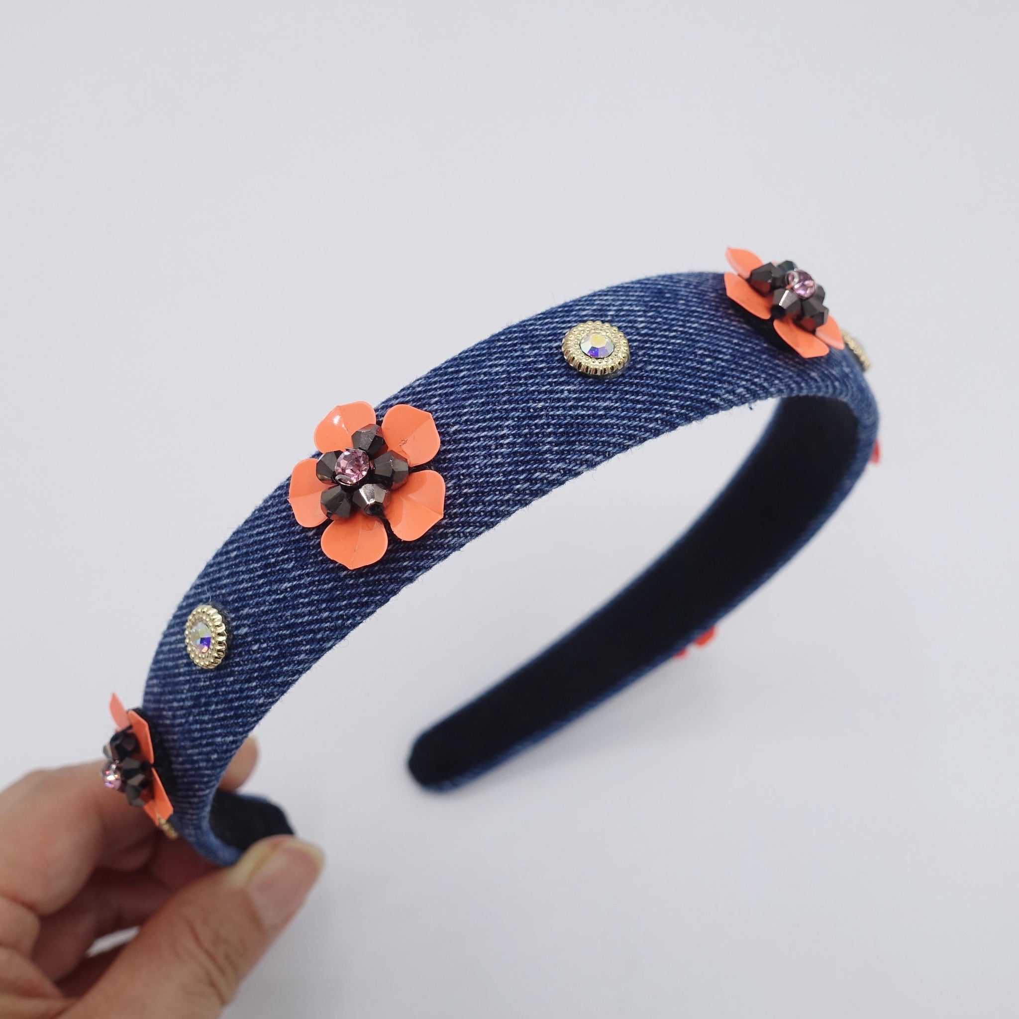 denim flower headband