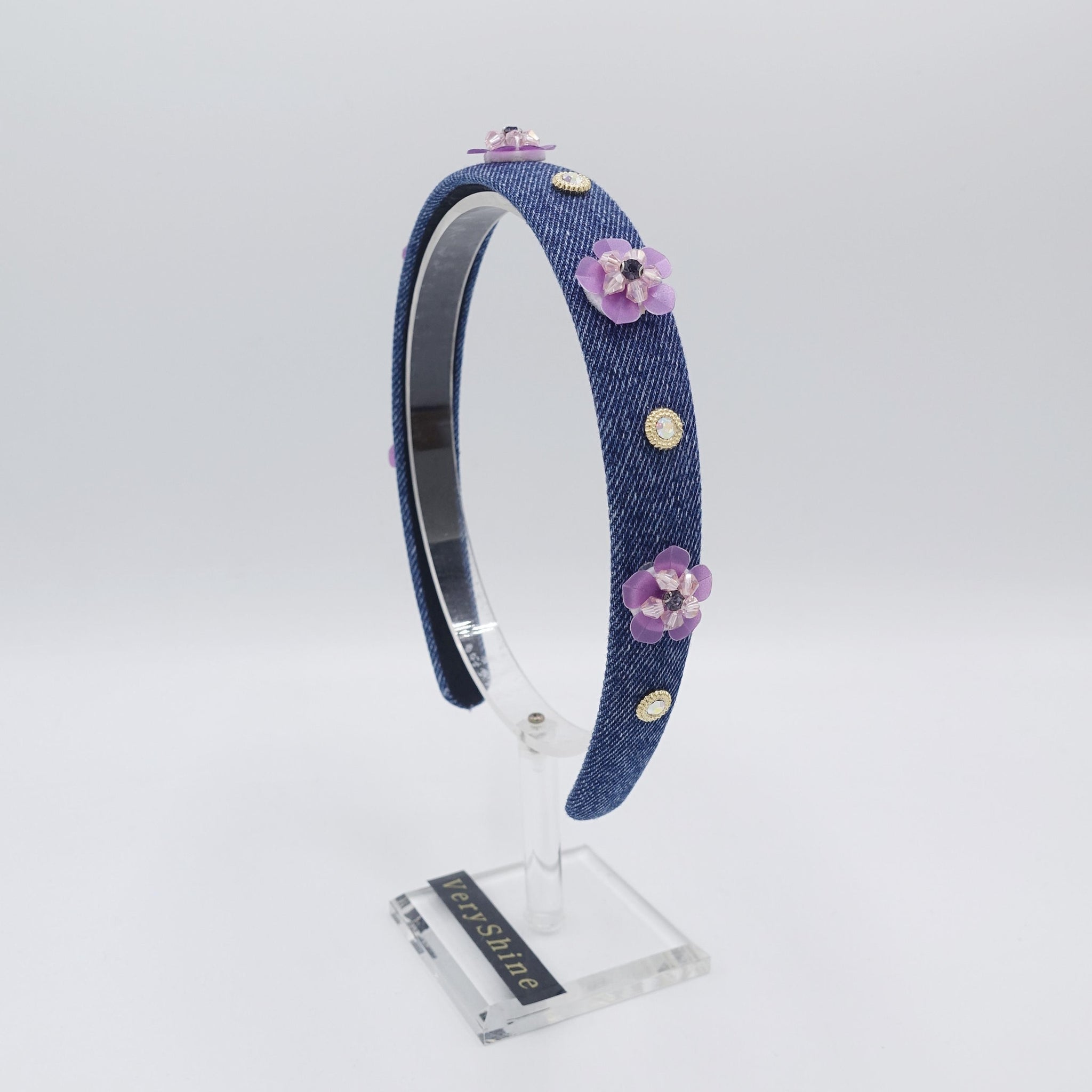 denim flower headband