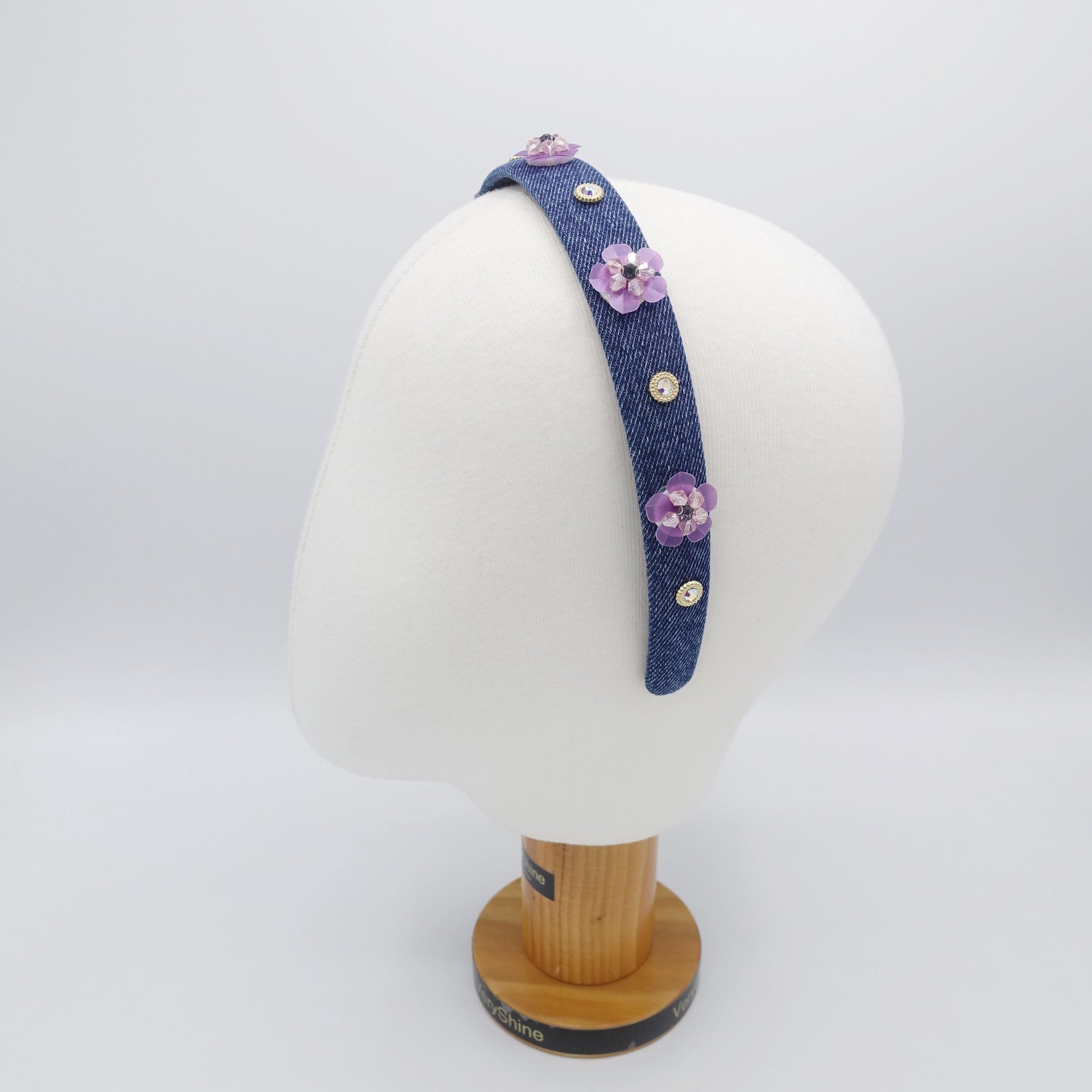 denim flower headband
