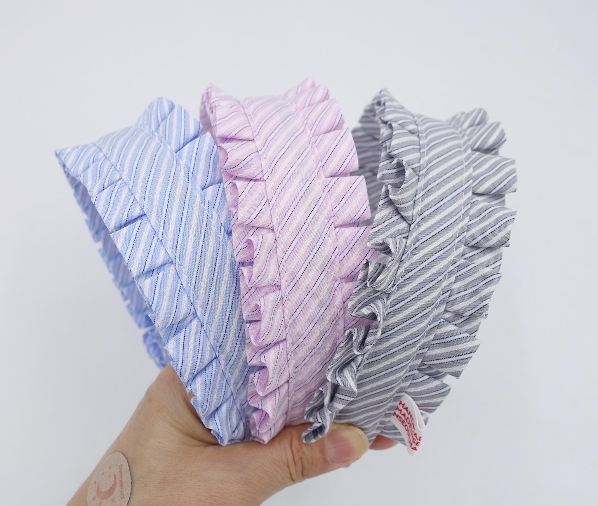 pleated headband, stripe headband for women