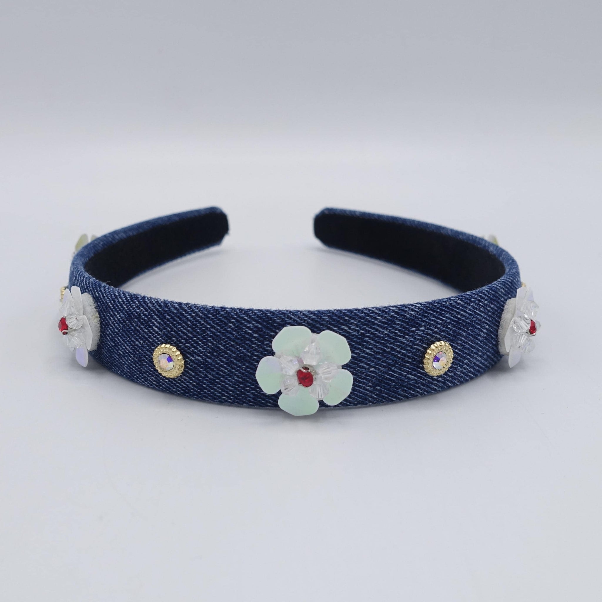 denim flower headband
