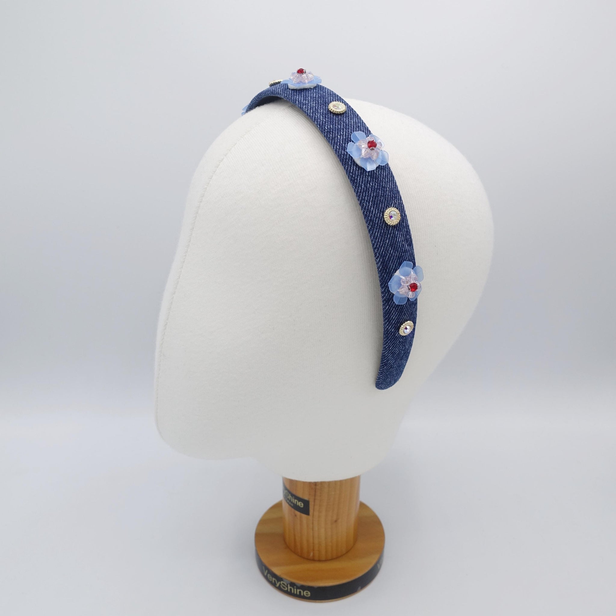 denim flower headband