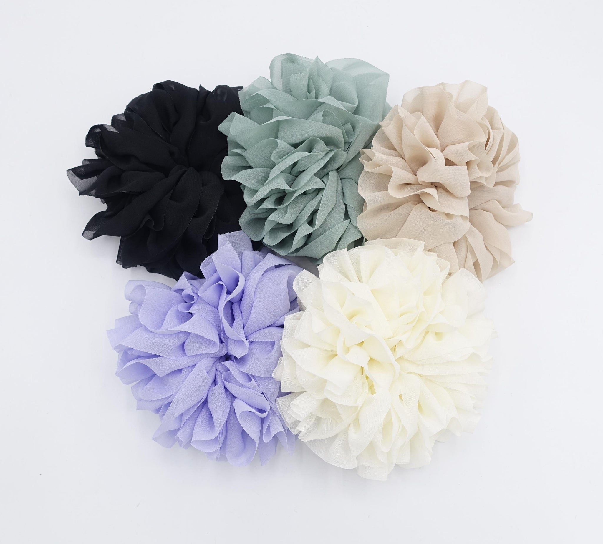 ruffle volume scrunchies, chiffon scrunchies for women