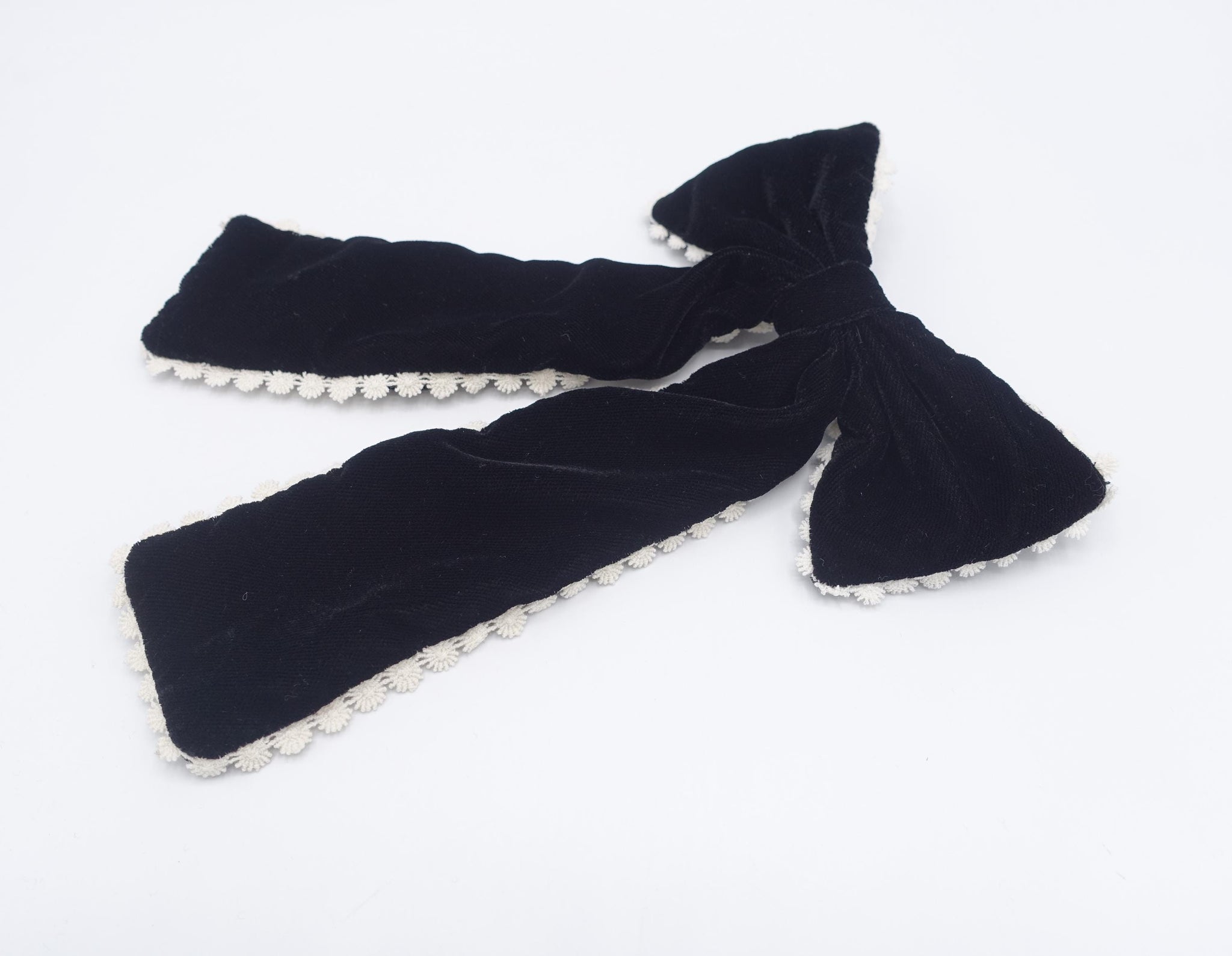 silk velvet hair bow, lace hair bow, feminine hair bow for women