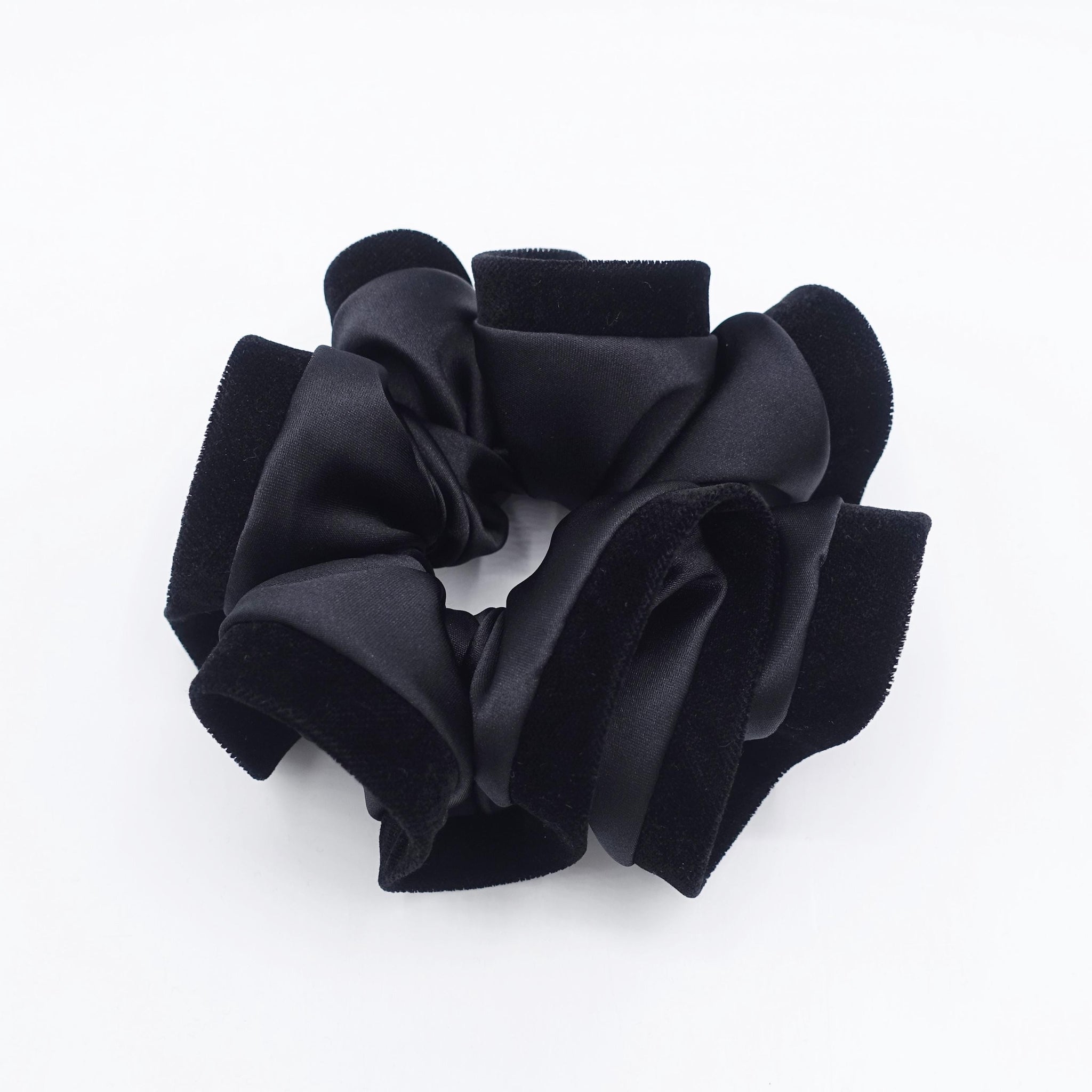 satin scrunchies, silk velvet edge scrunchies for women