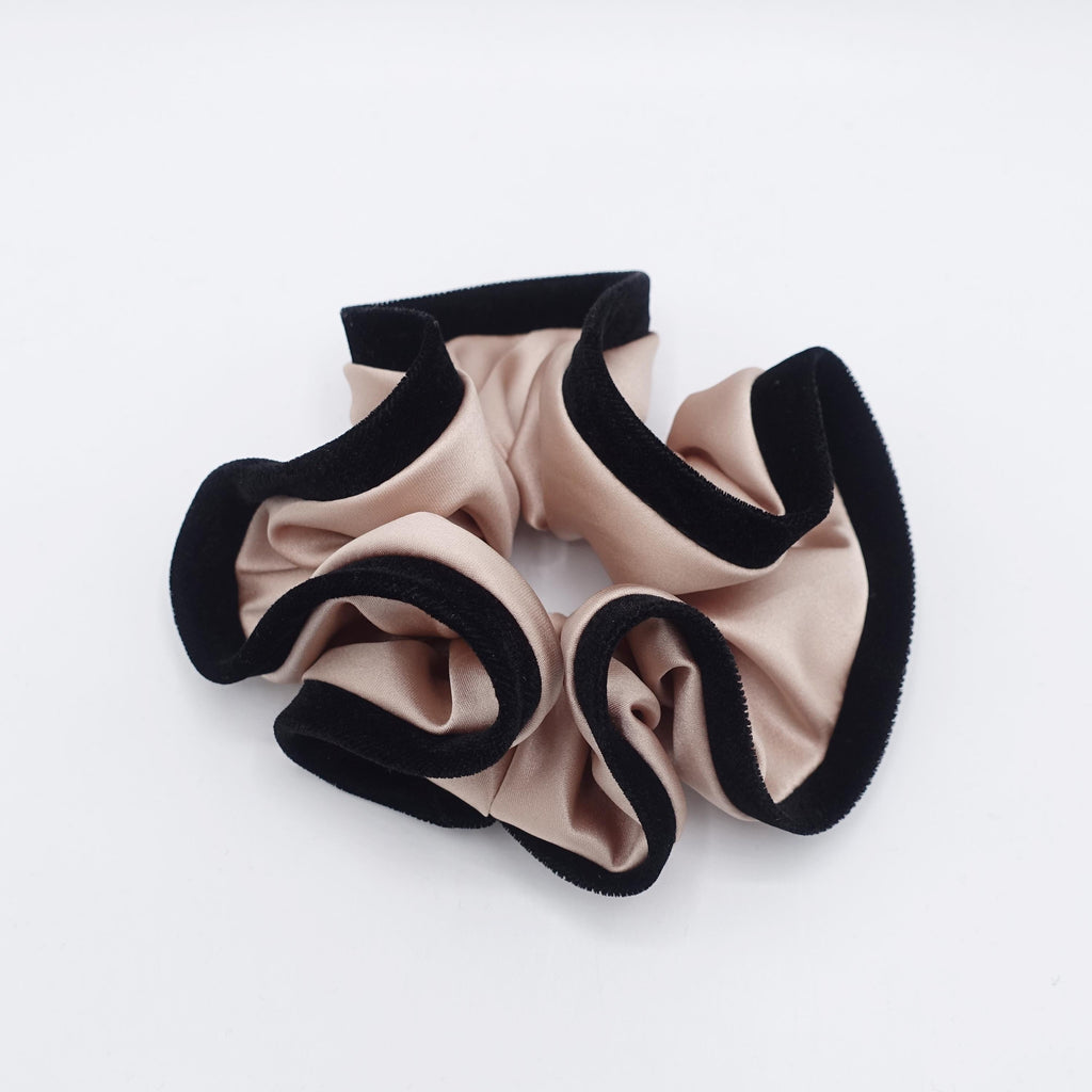 satin scrunchies, silk velvet edge scrunchies for women