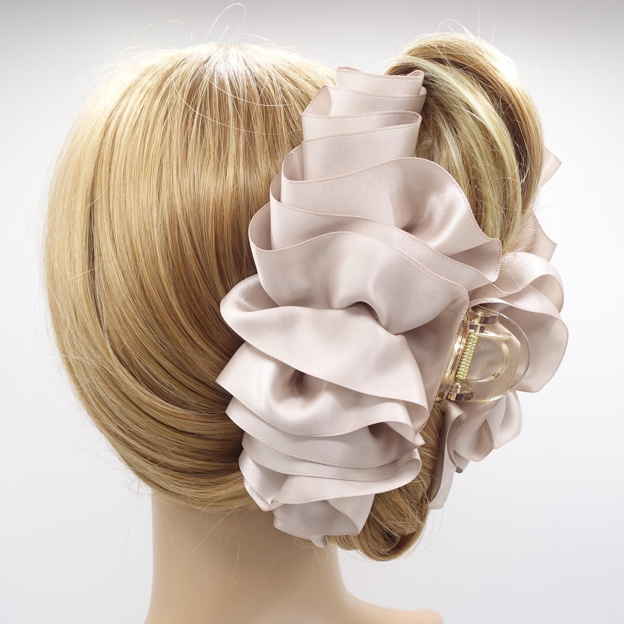 satin bow claw, Croissant hair claw for women