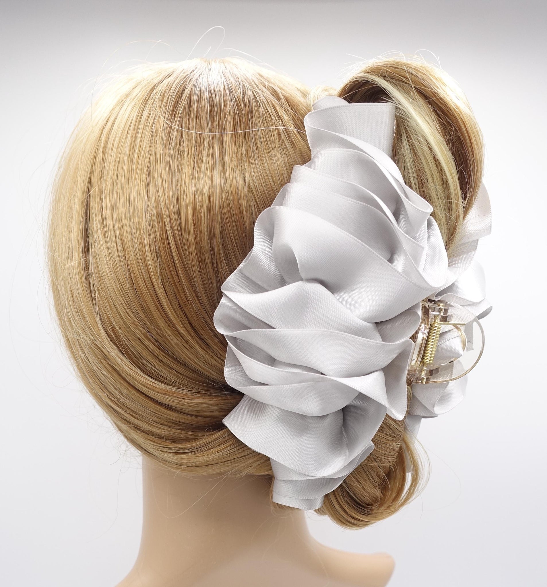 satin bow claw, Croissant hair claw for women
