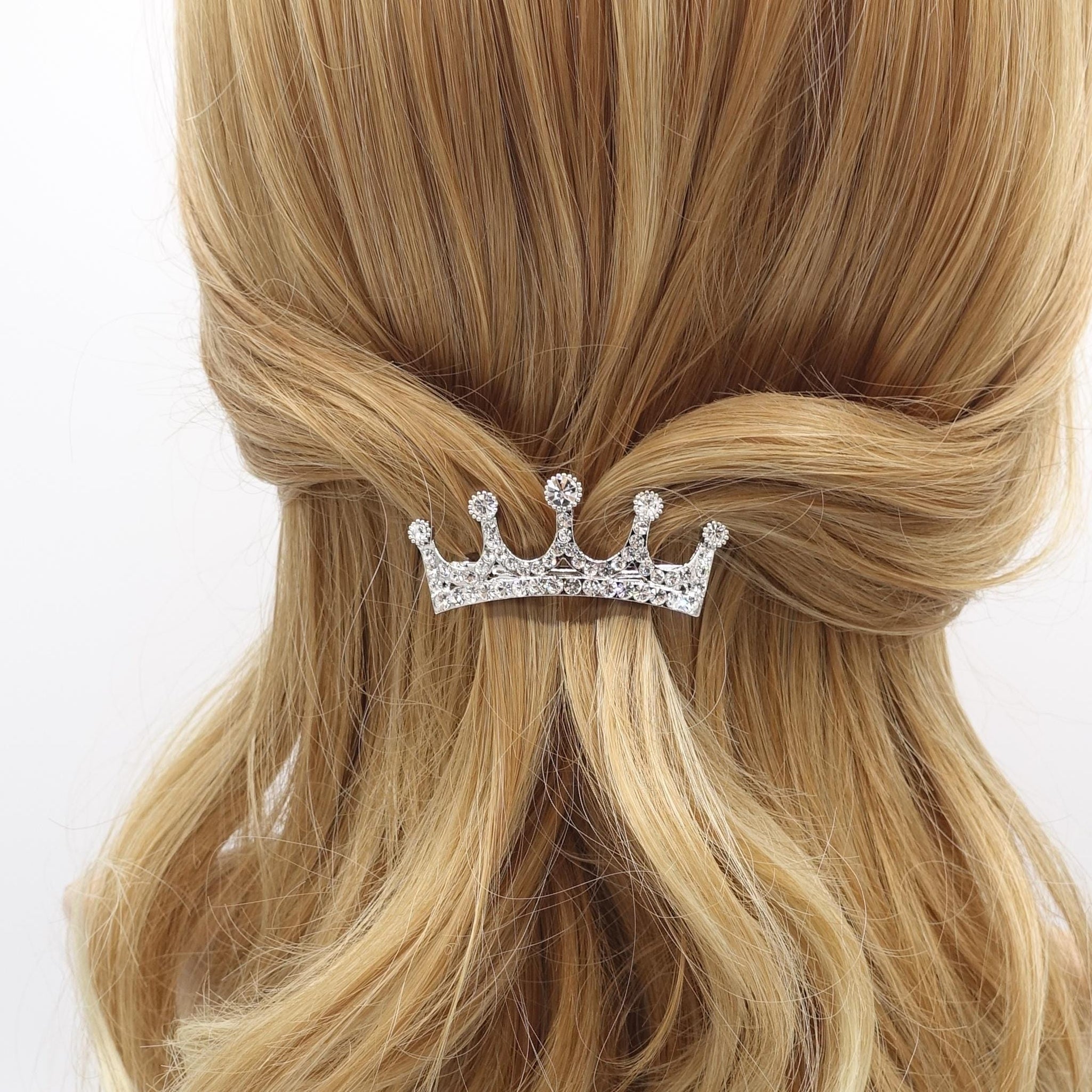 tiara hair barrette, bridal hair barrette, rhinestone hair barrette for women
