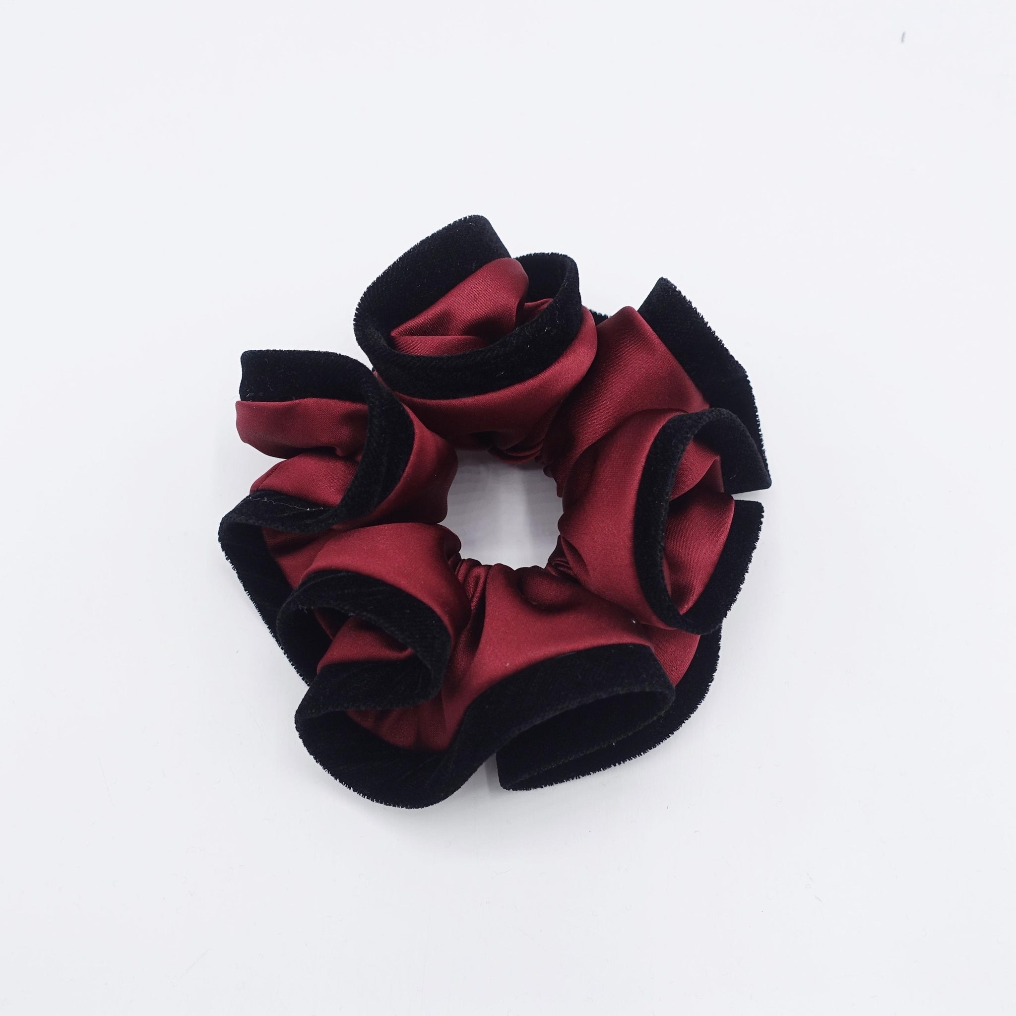 satin scrunchies, silk velvet edge scrunchies for women