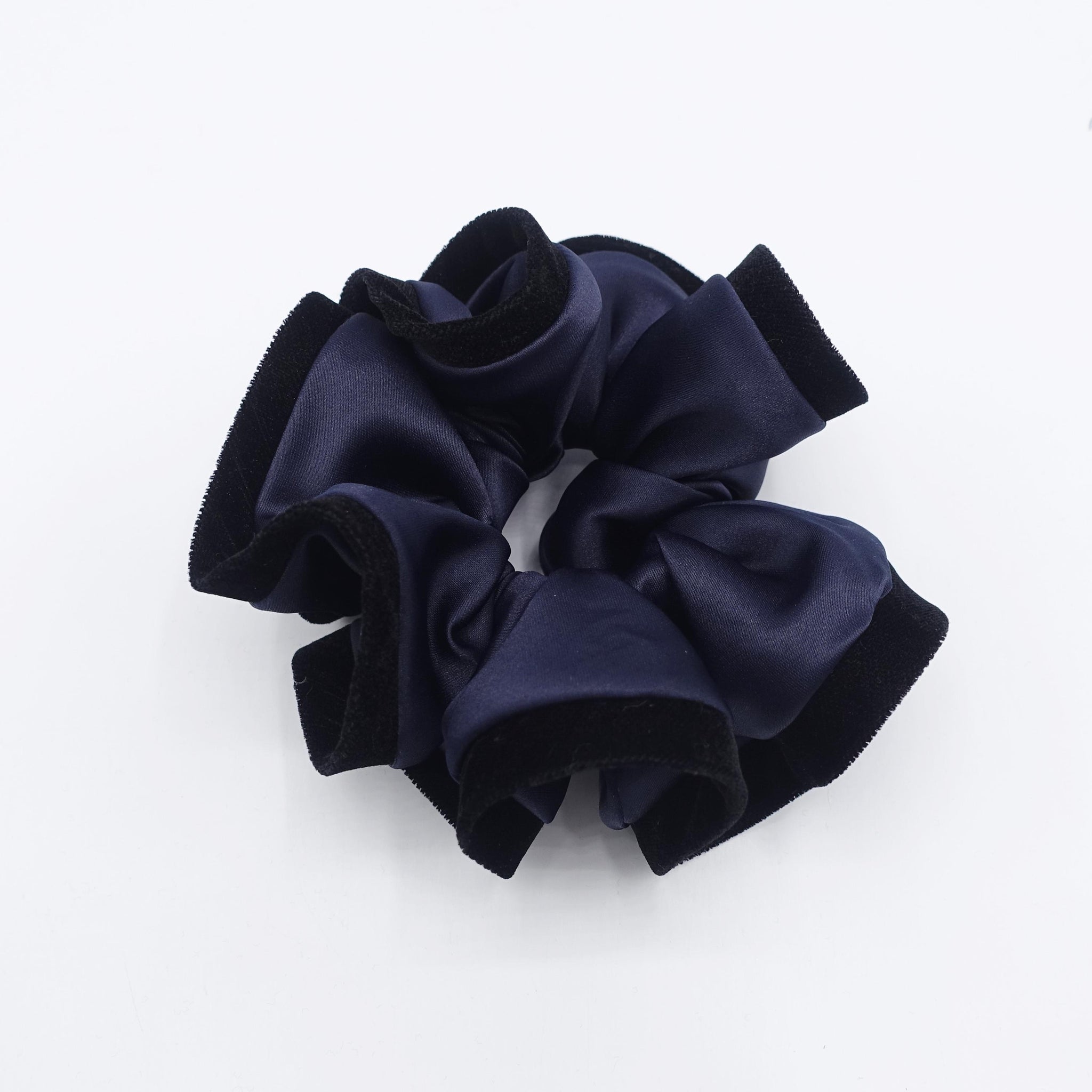 satin scrunchies, silk velvet edge scrunchies for women