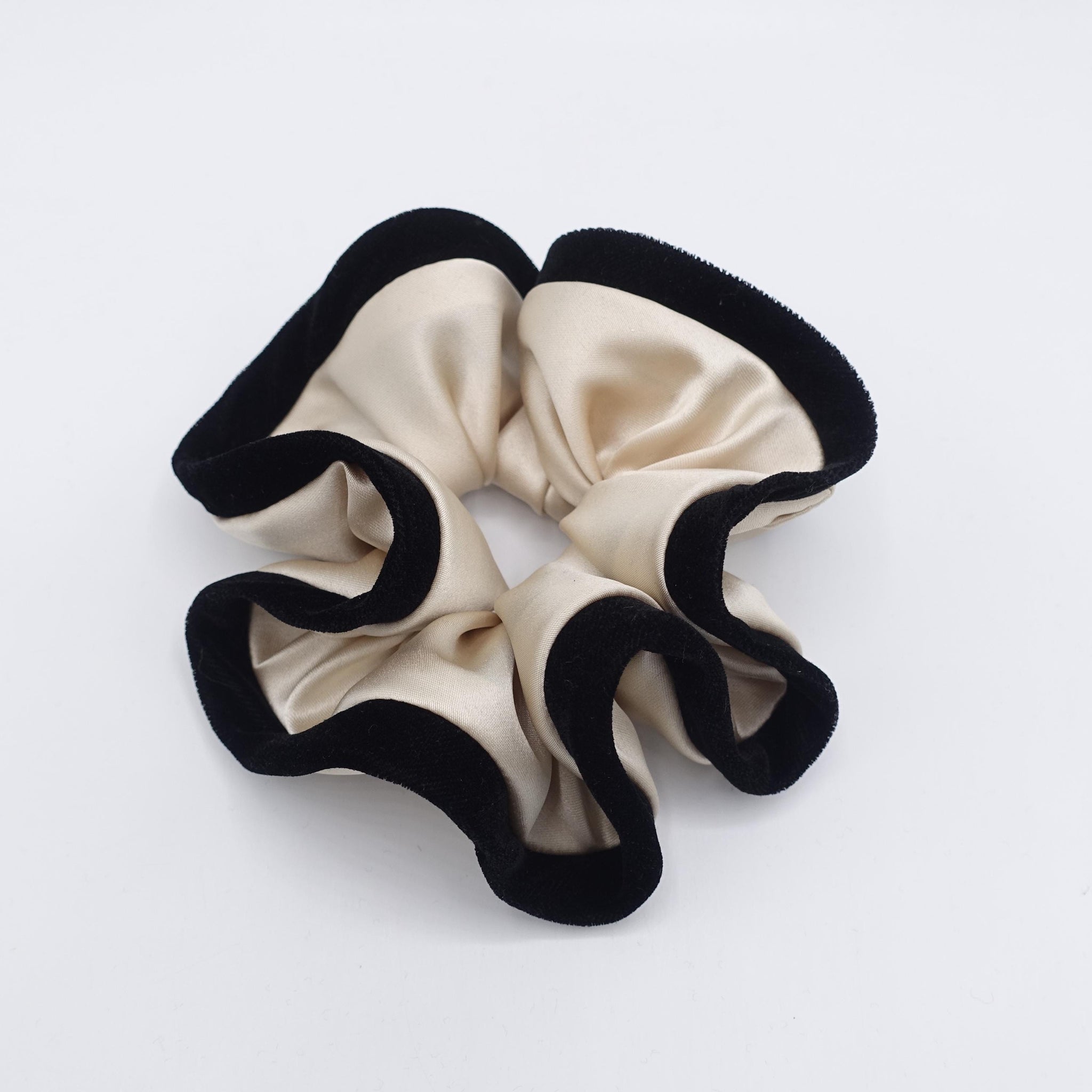 satin scrunchies, silk velvet edge scrunchies for women