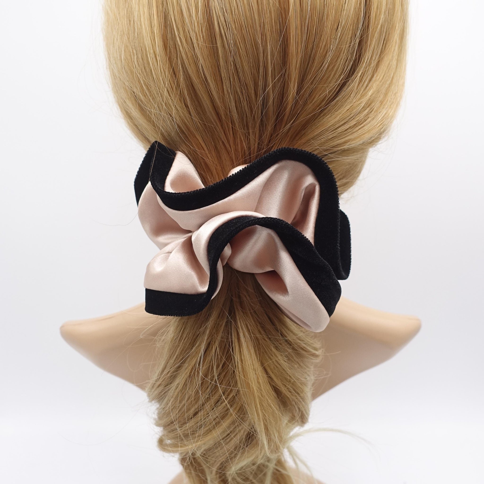 satin scrunchies, silk velvet edge scrunchies for women
