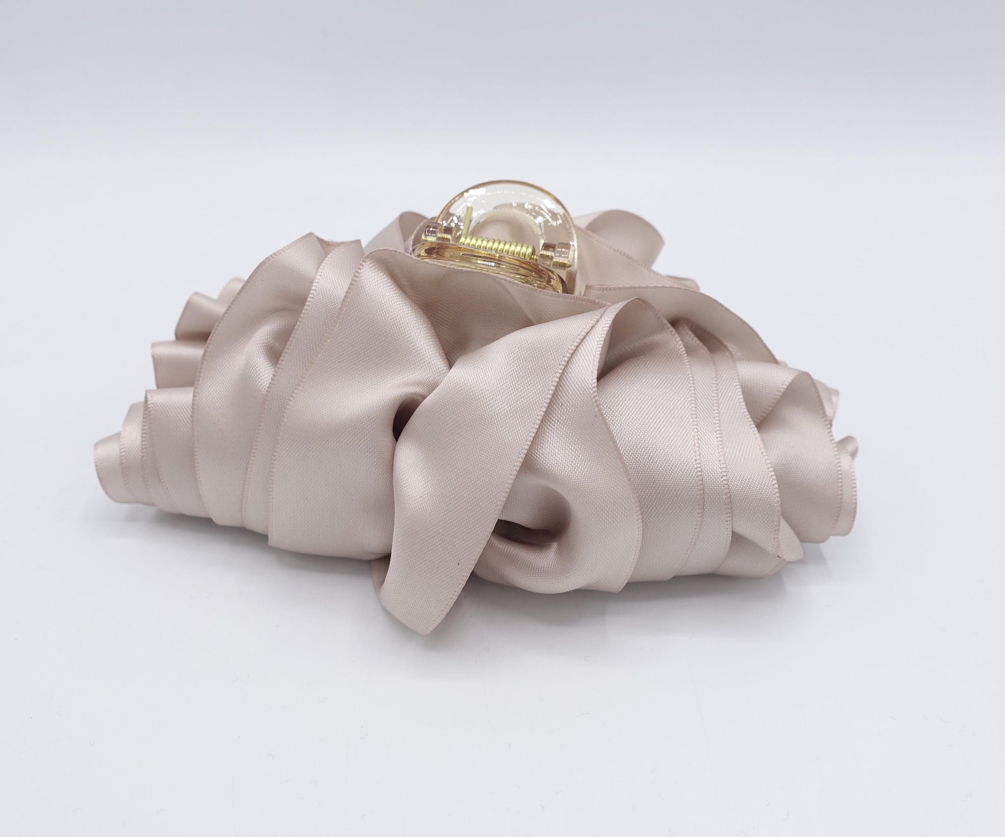 satin bow claw, Croissant hair claw for women