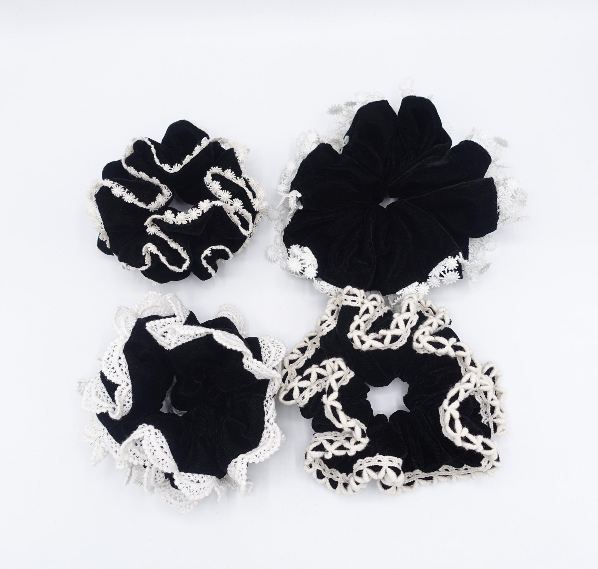velvet scrunchies, lace scrucnhies for women