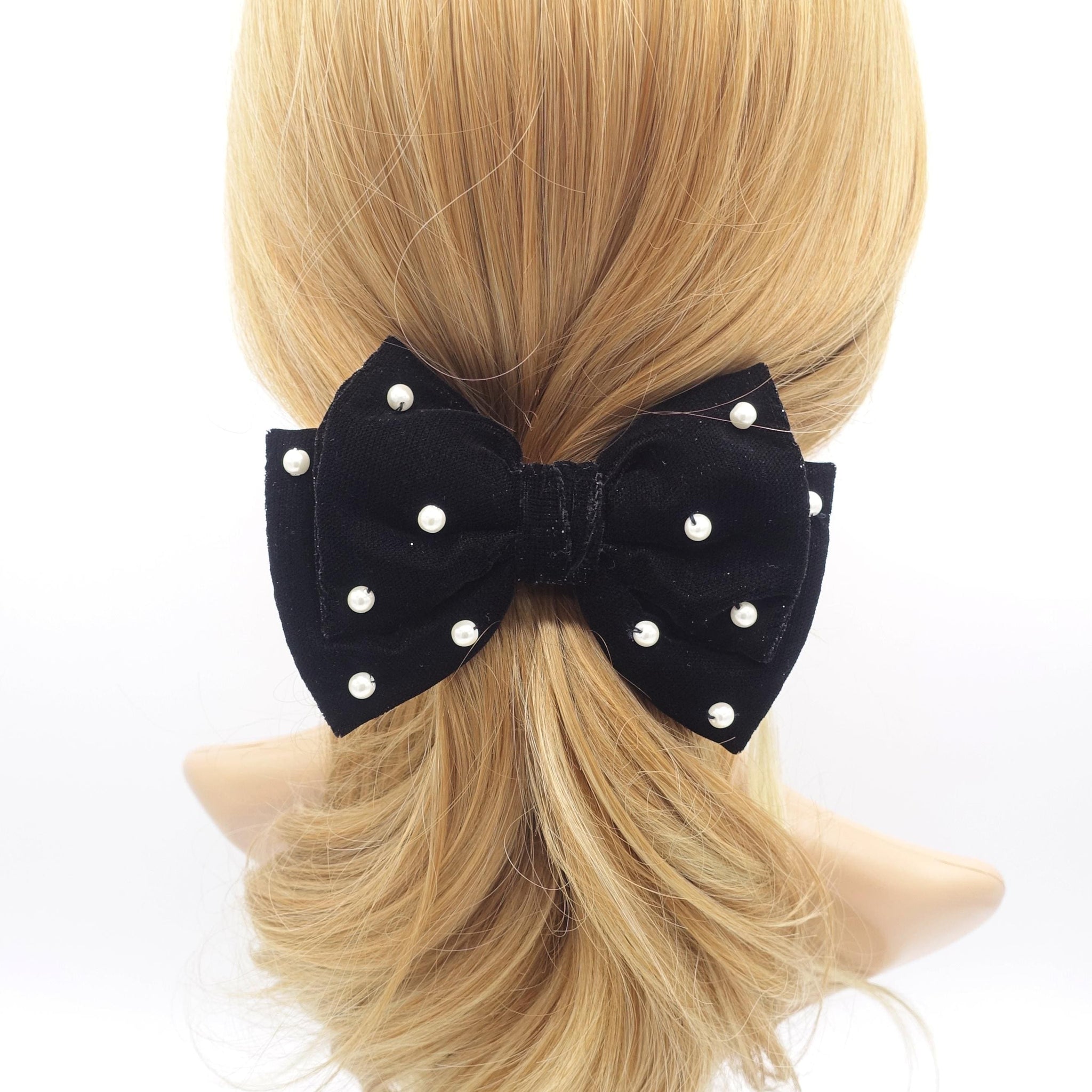 Velvet Bow Hair barrette, glittering hair bow,medium velvet hair bow