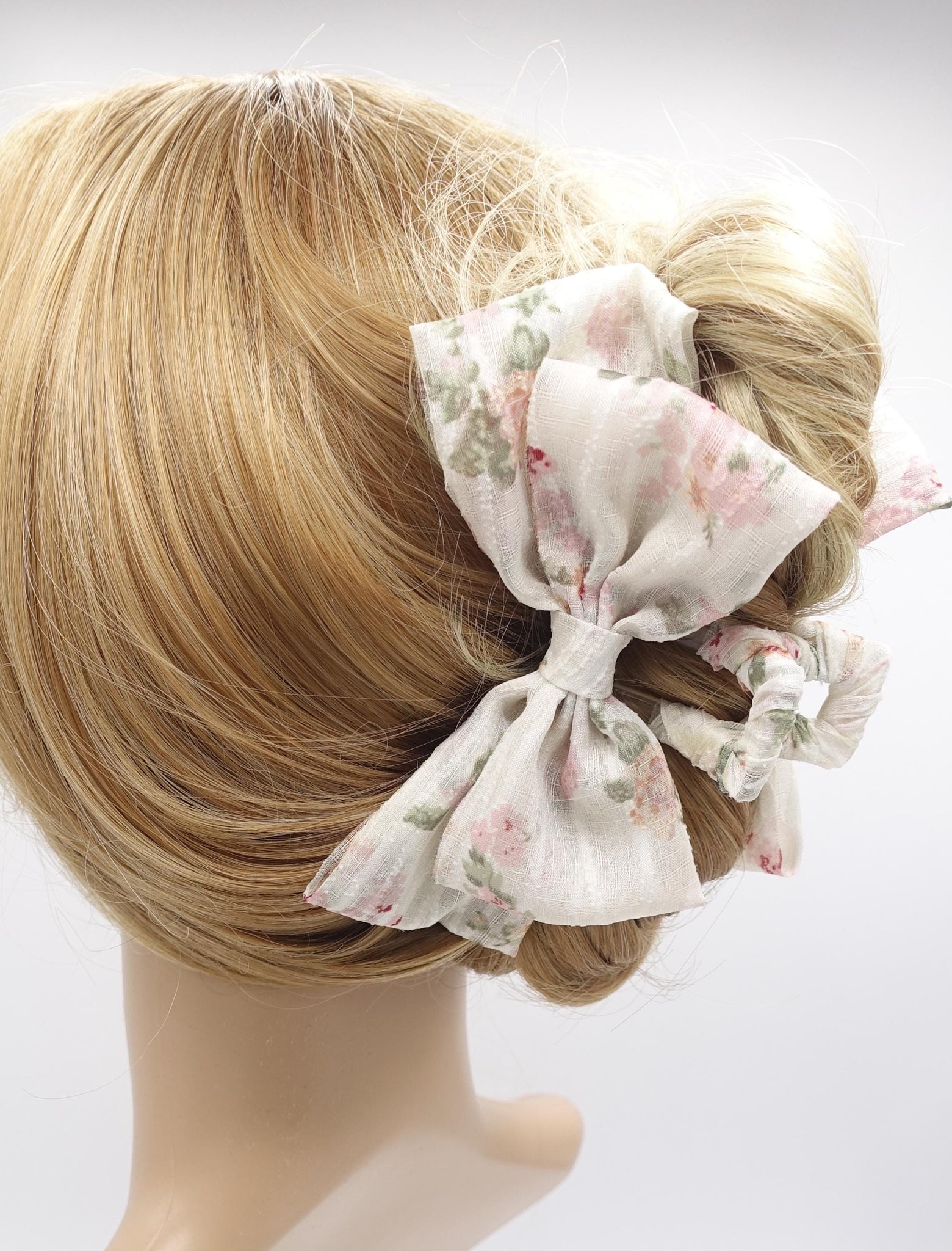 floral bow hair claw, flower bow hair clamp for women