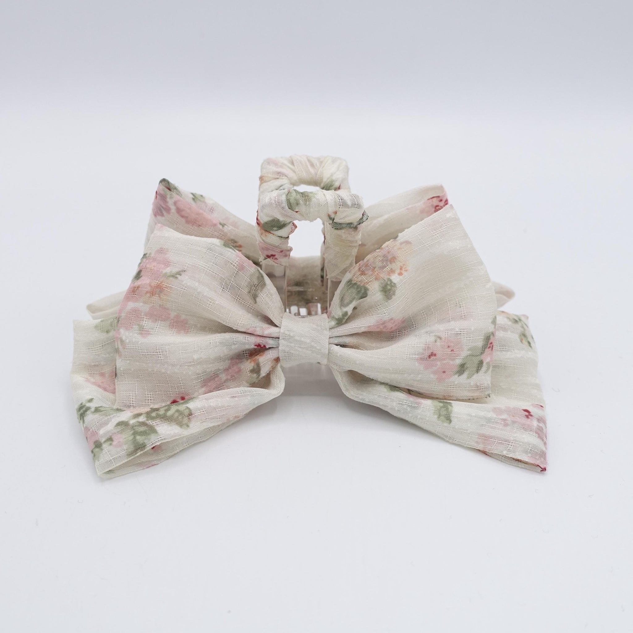 floral bow hair claw, flower bow hair clamp for women