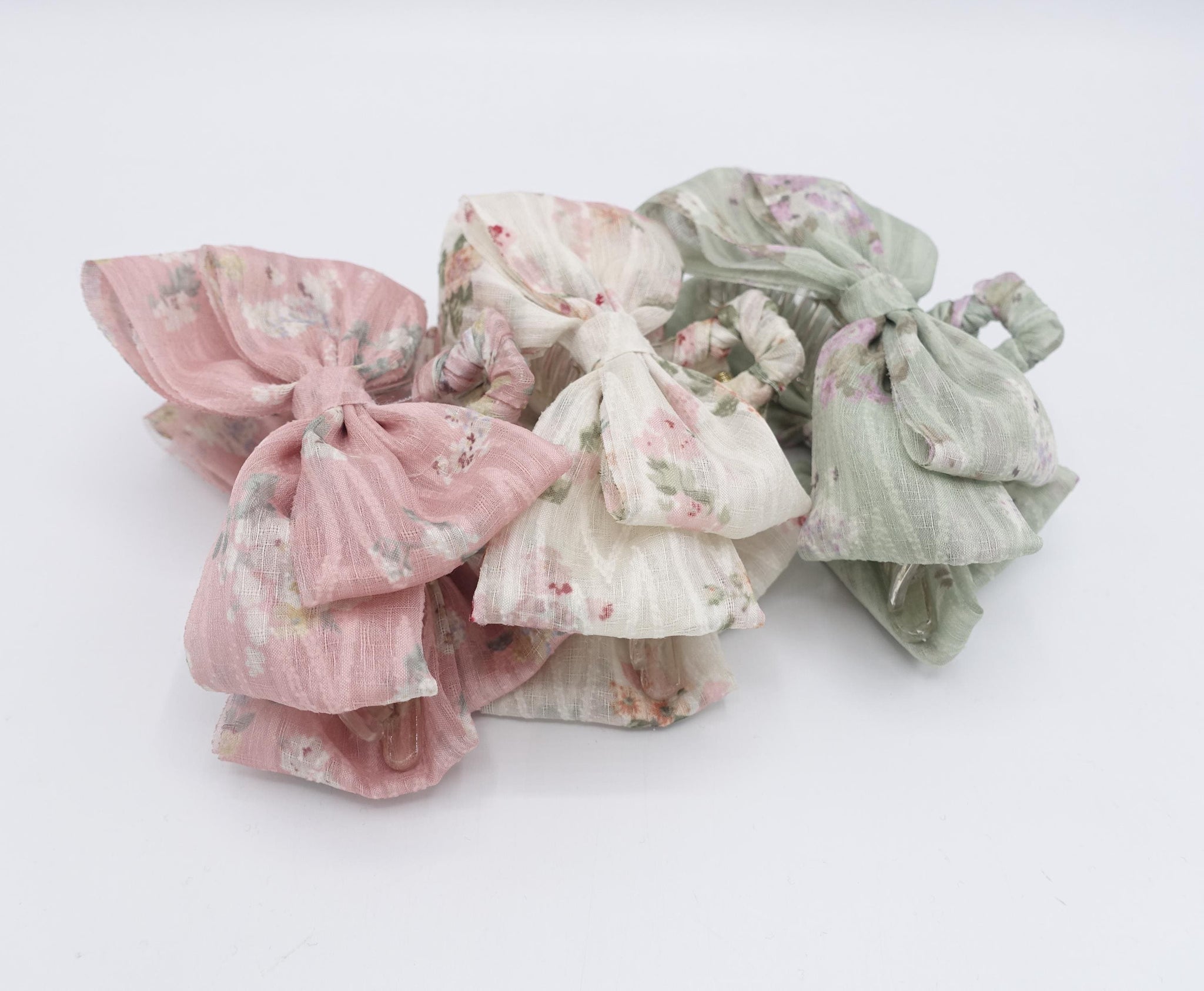 floral bow hair claw, flower bow hair clamp for women