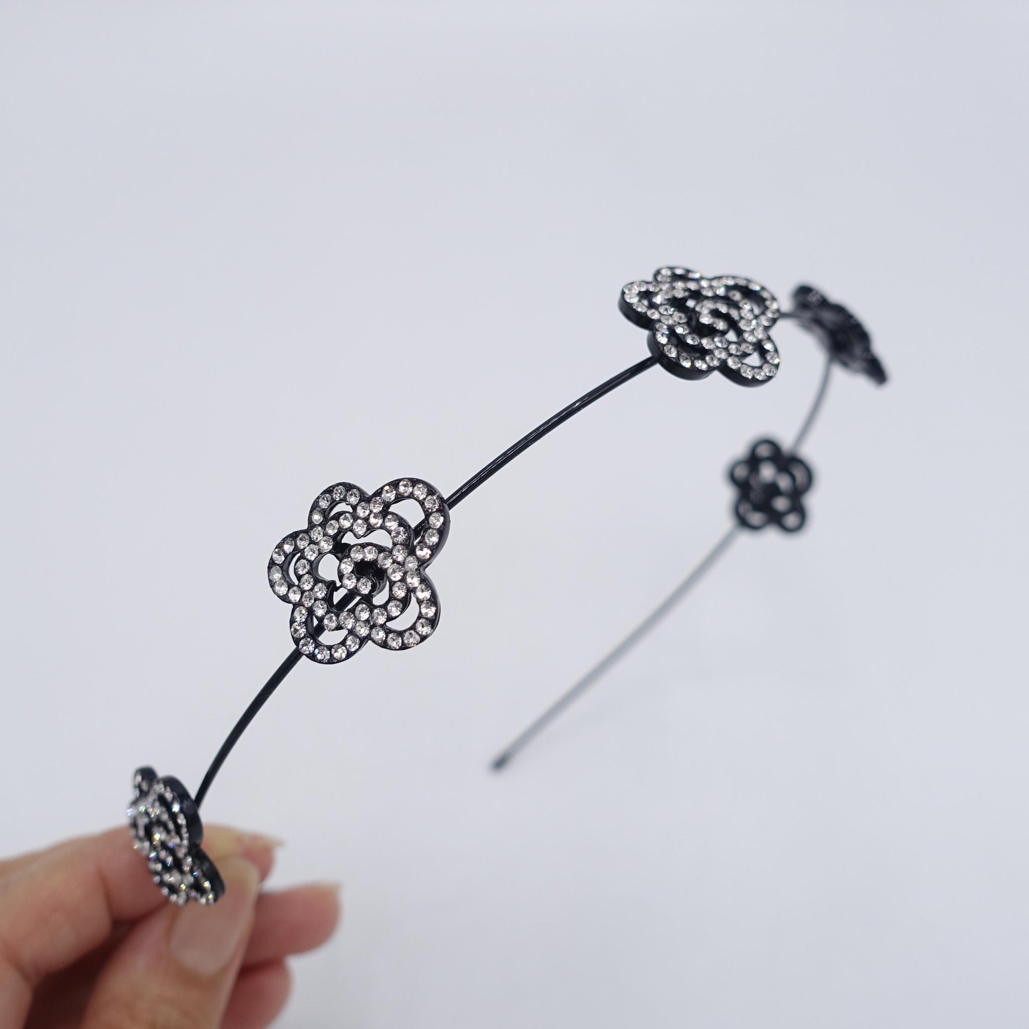 rhinestone headband, camelia headband, bling headband for women