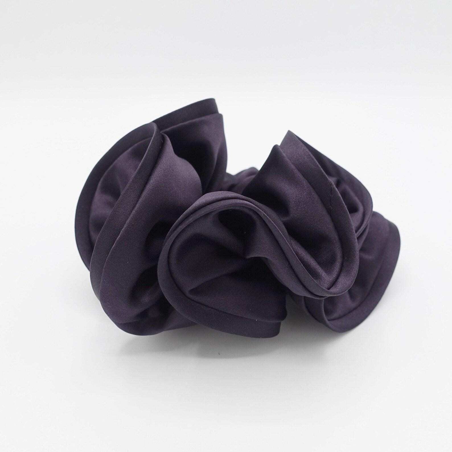 satin scrunchies, silk velvet edge scrunchies for women