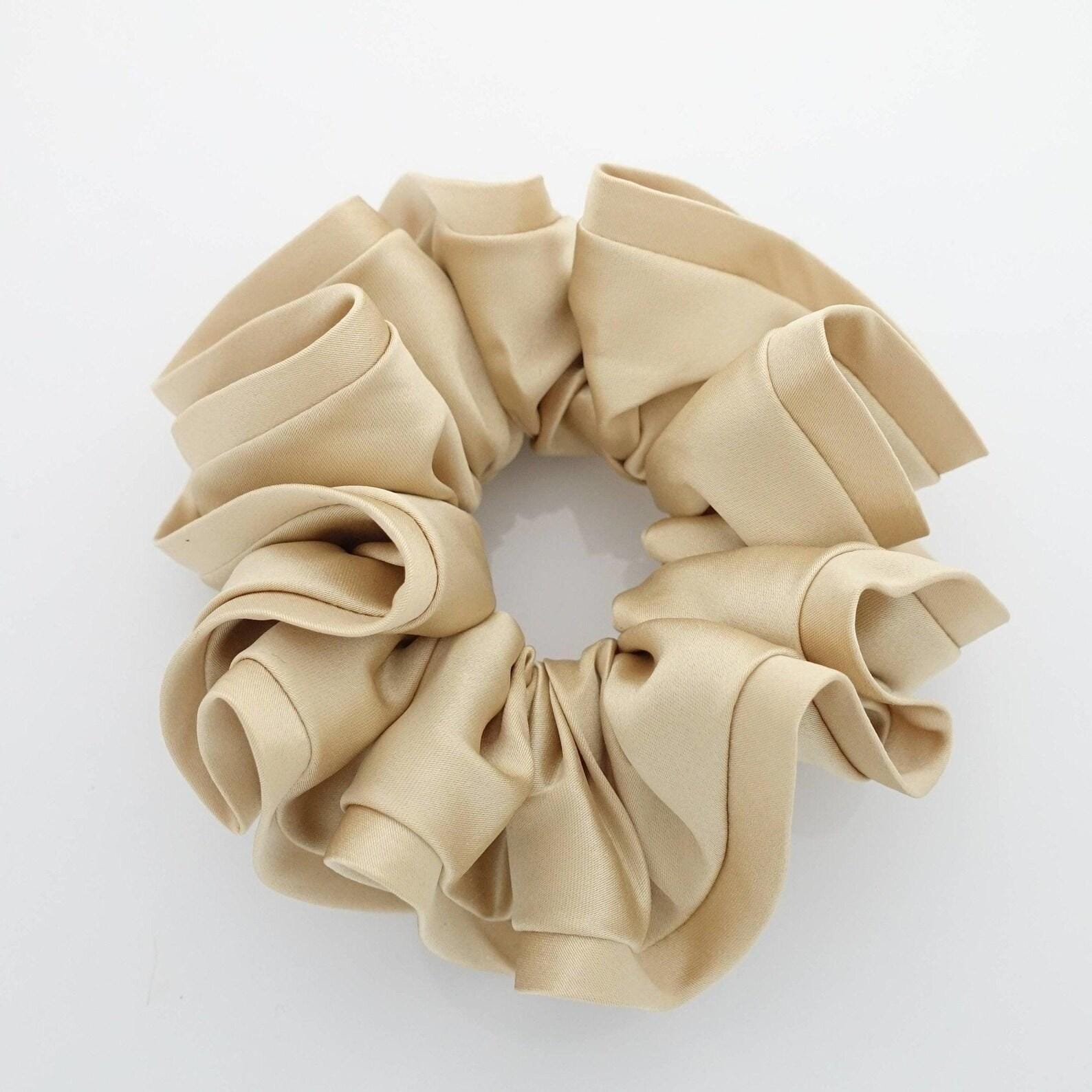satin scrunchies, silk velvet edge scrunchies for women