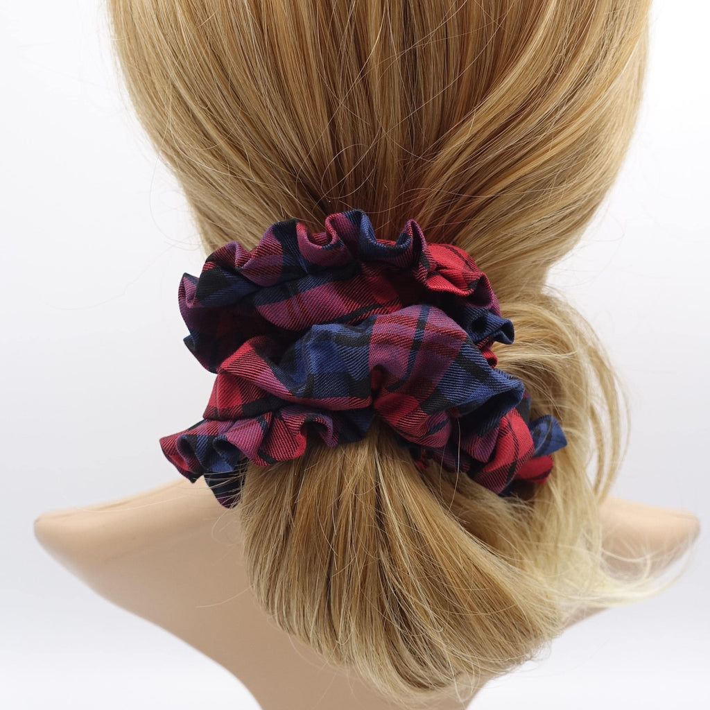 plaid check scrunchies, pleated scrunchies, cute hair ties for women