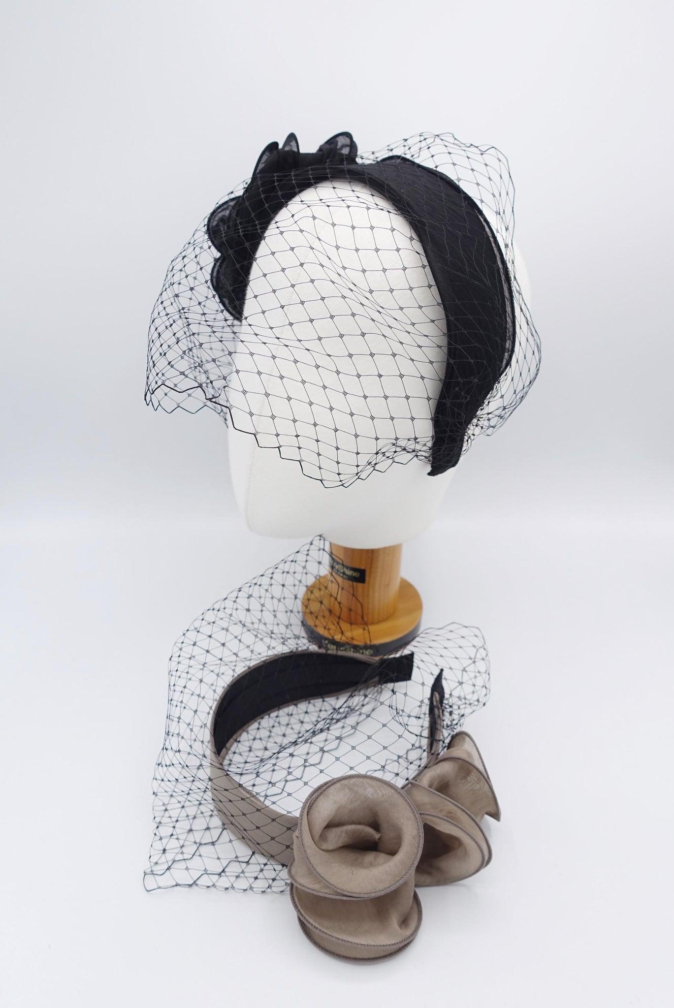 face veil headband, flower headband, luxury headband for women