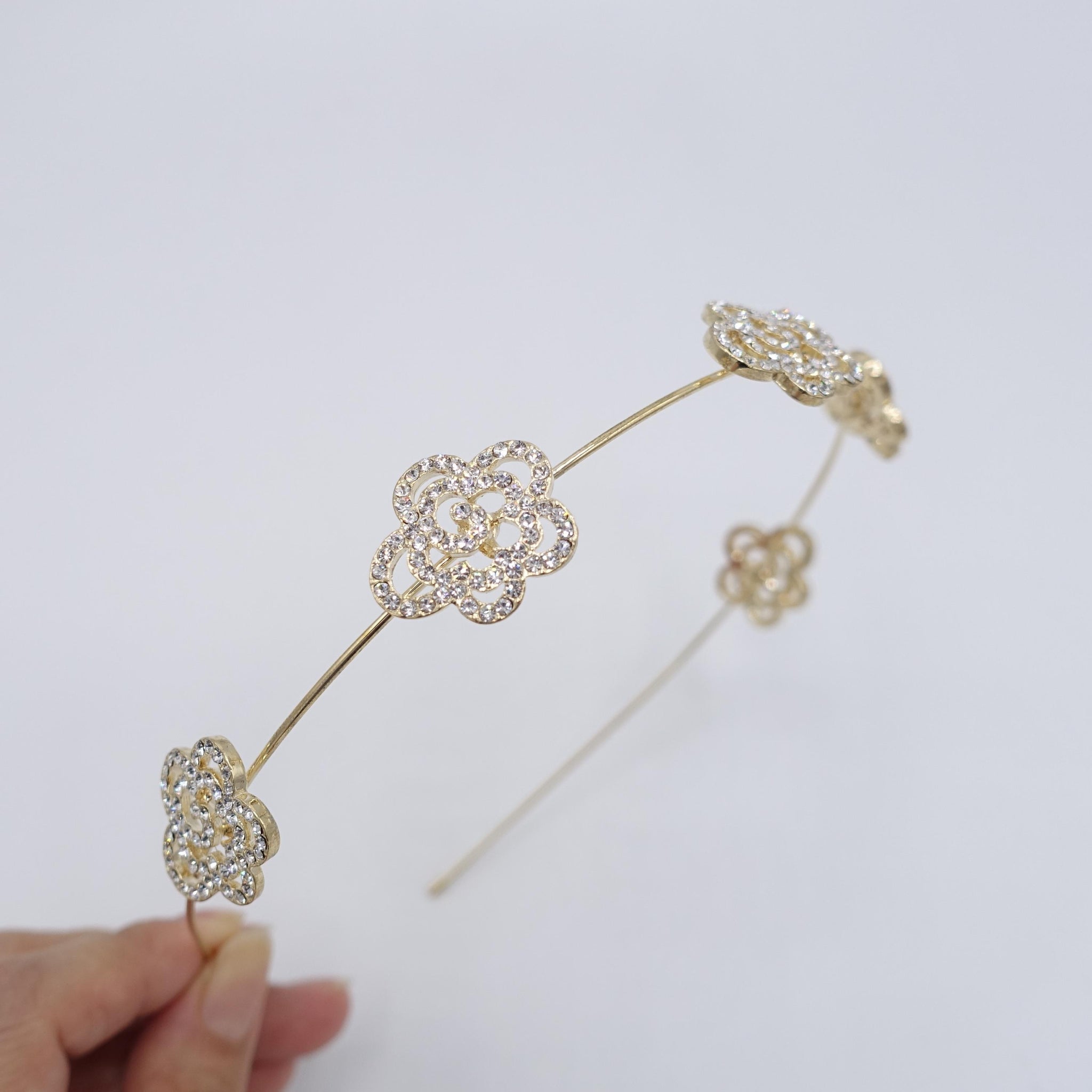 rhinestone headband, camelia headband, bling headband for women