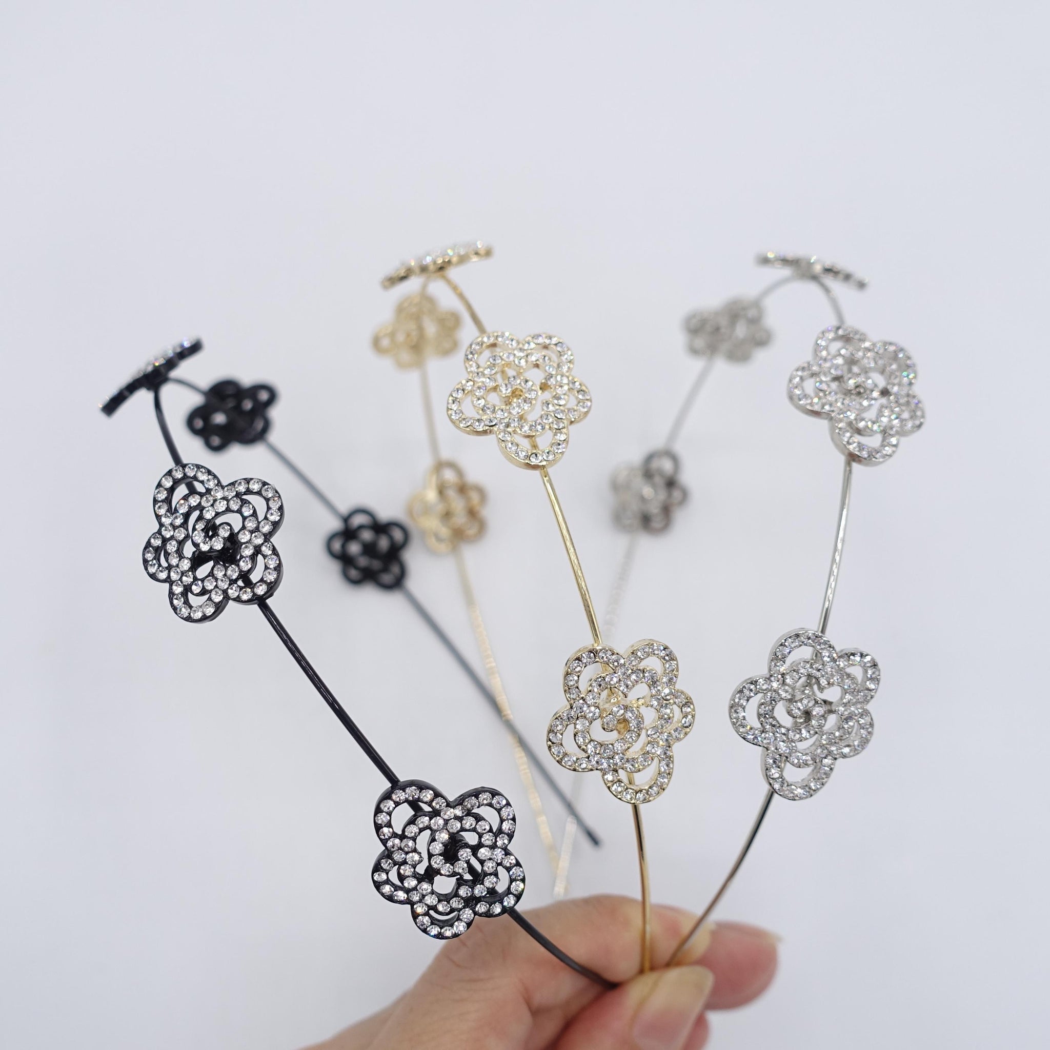 rhinestone headband, camelia headband, bling headband for women