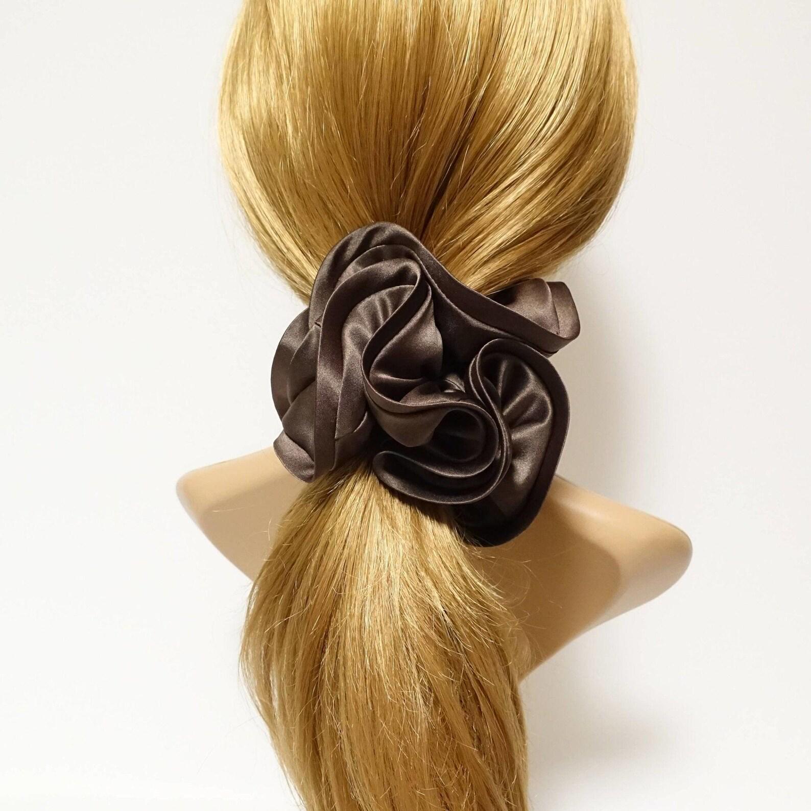satin scrunchies, silk velvet edge scrunchies for women