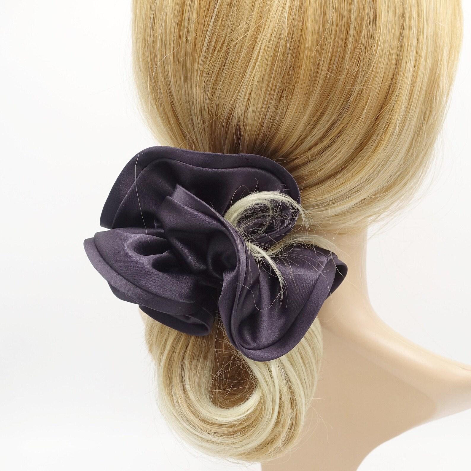 satin scrunchies, silk velvet edge scrunchies for women
