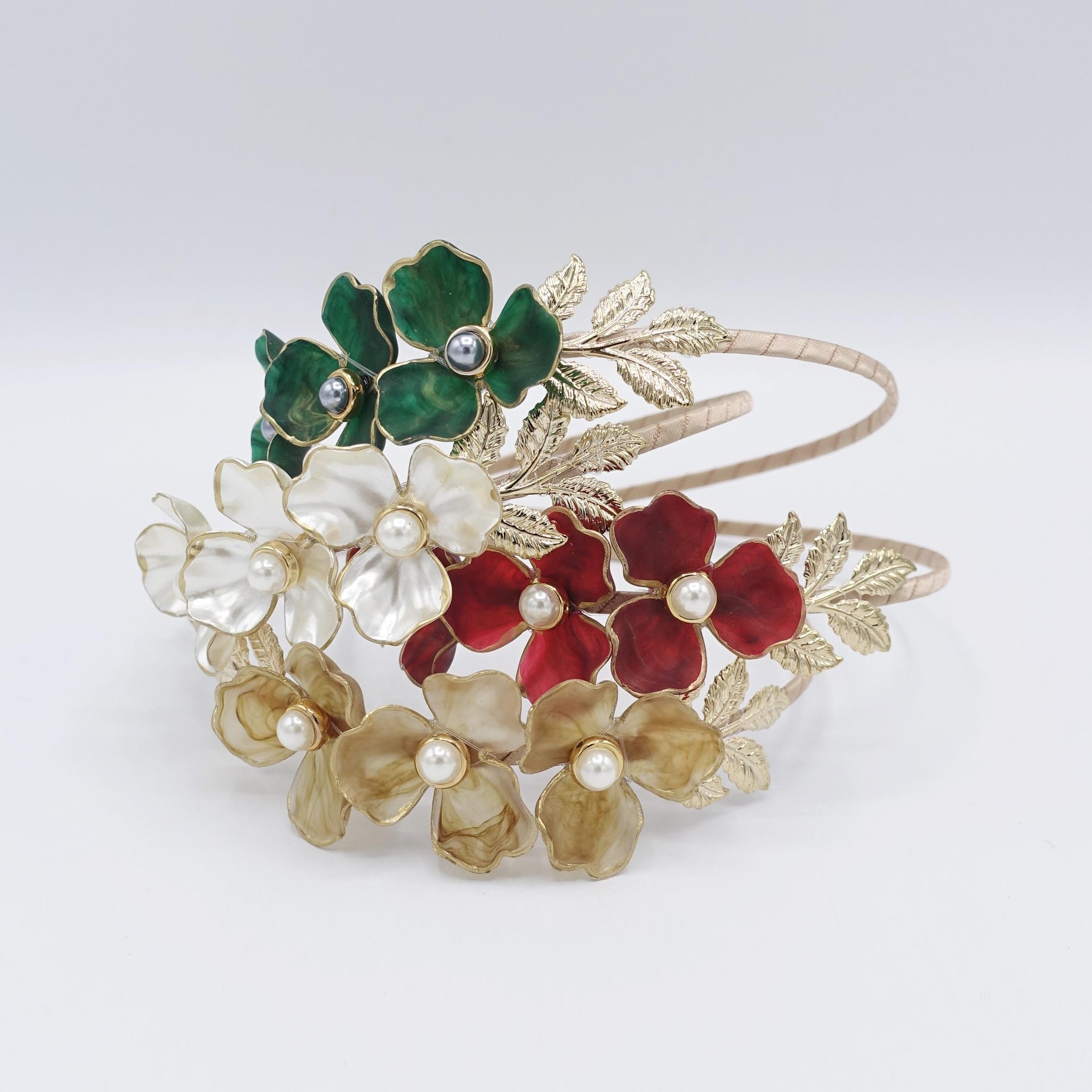 Pearl flower headband, colorful pearl headband, bridal headband