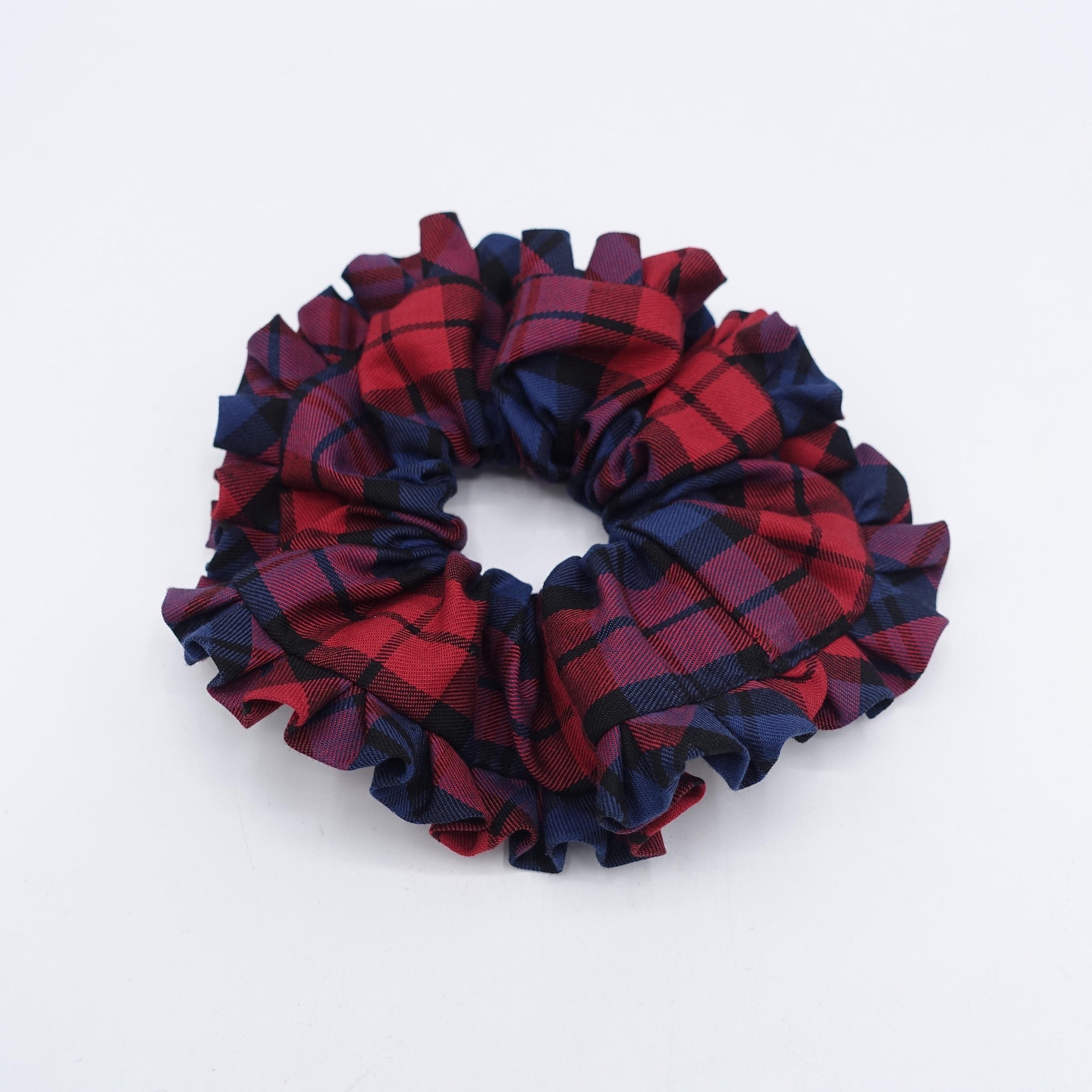 plaid check scrunchies, pleated scrunchies, cute hair ties for women