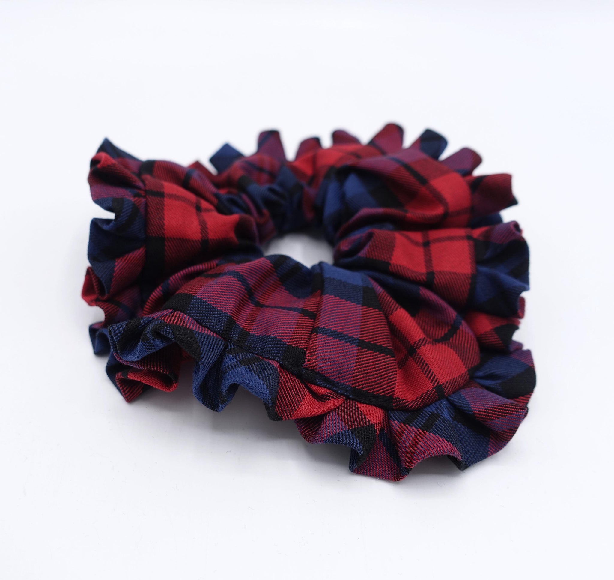 plaid check scrunchies, pleated scrunchies, cute hair ties for women