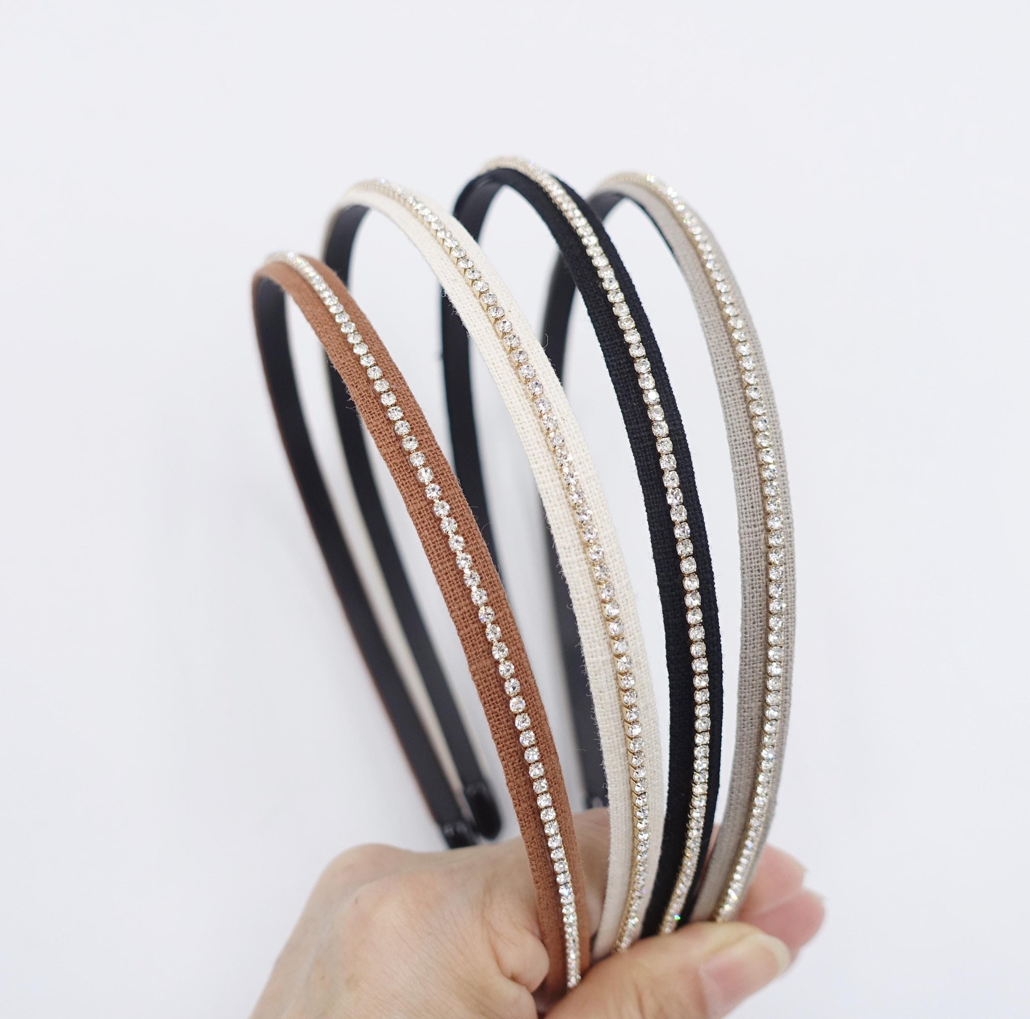 dazzling linen headband, narrow rhinestone headband shop for women