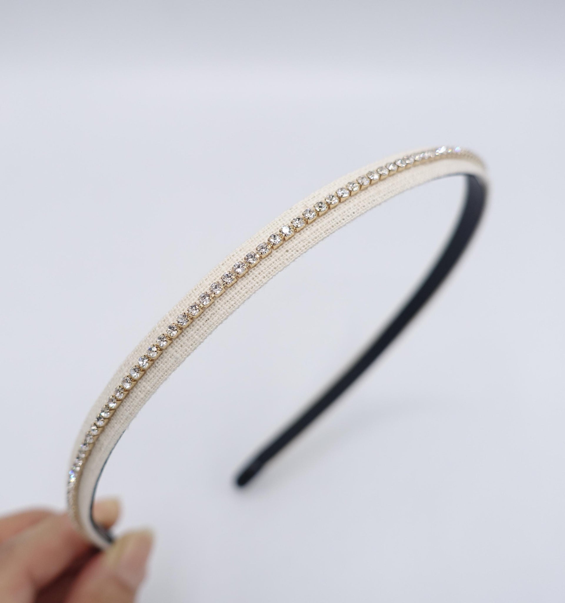 dazzling linen headband, narrow rhinestone headband shop for women