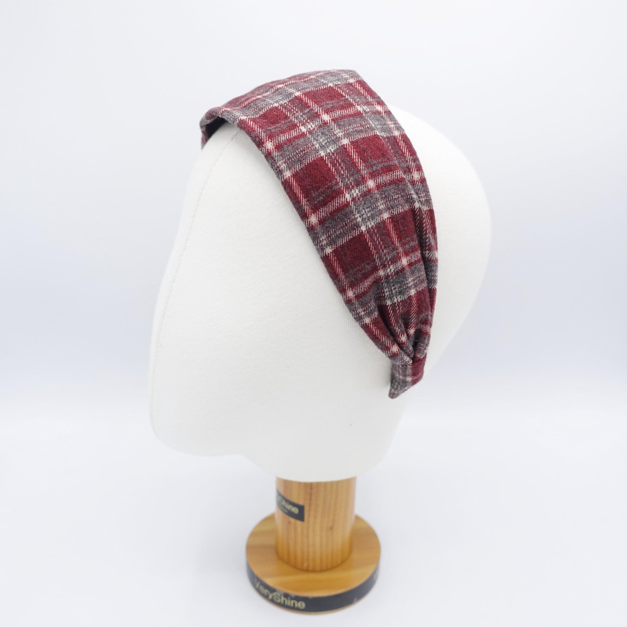 plaid check headband, woolen headband, Autumn Winter headband for women