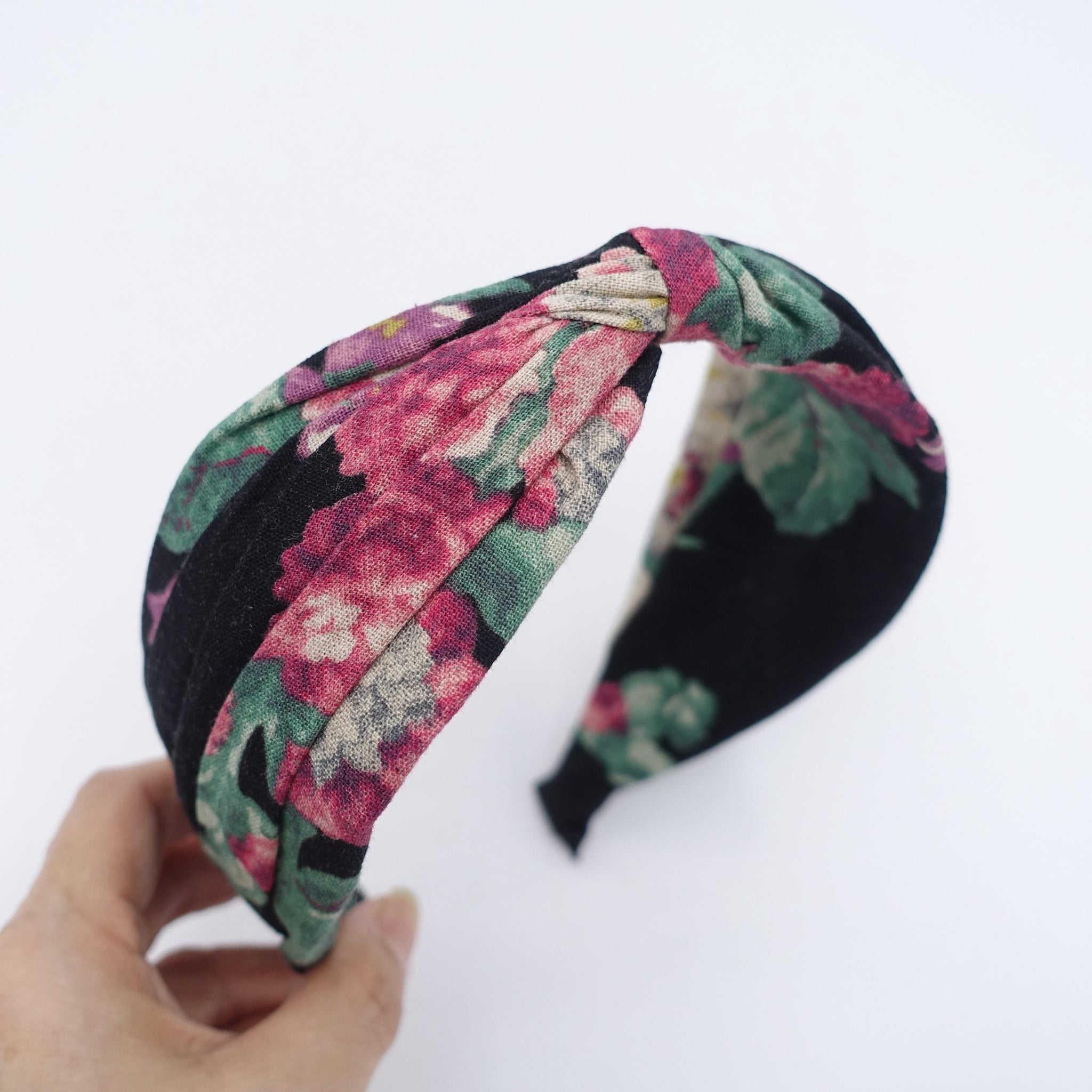 linen floral headband, twist top headband, headband for women