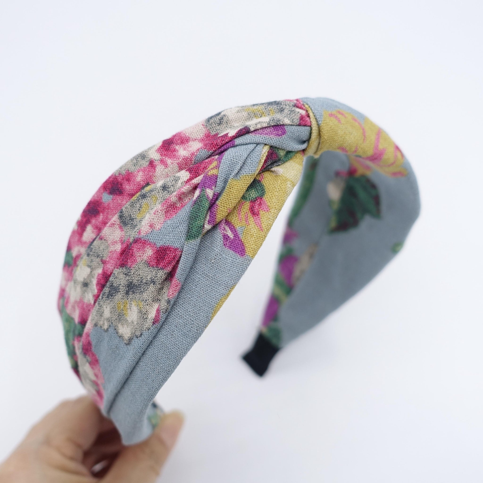 linen floral headband, twist top headband, headband for women