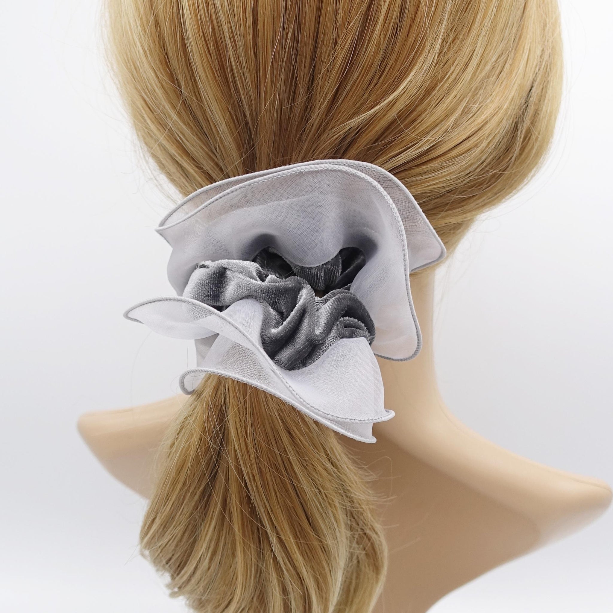 velvet scrunchies, organza edge scrunchies, hair tie scrunchies for women