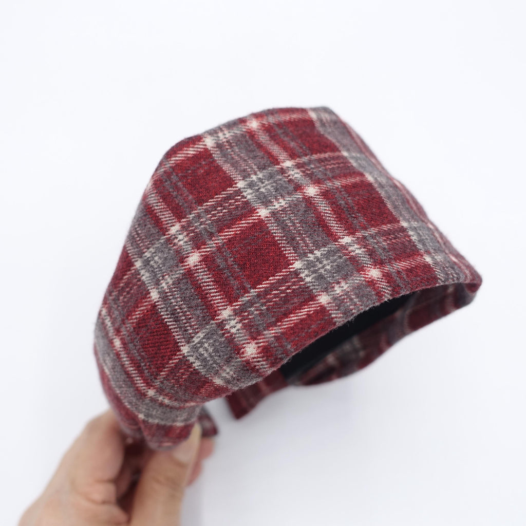 plaid check headband, woolen headband, Autumn Winter headband for women