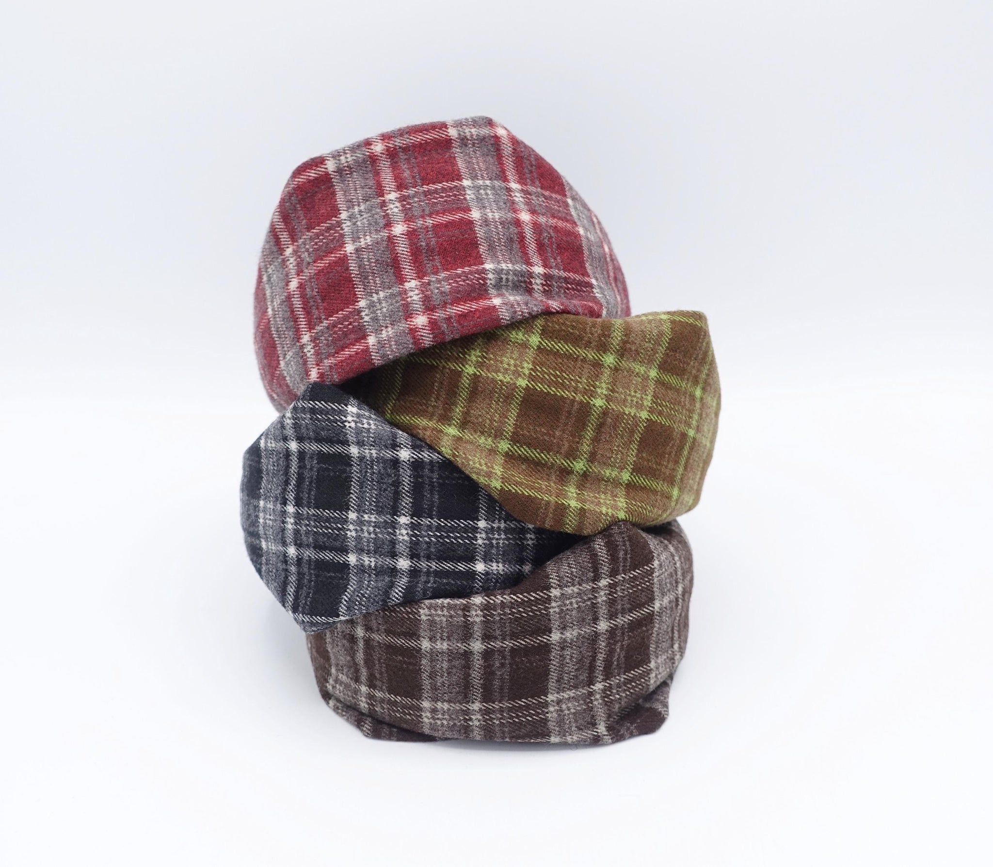 plaid check headband, woolen headband, Autumn Winter headband for women