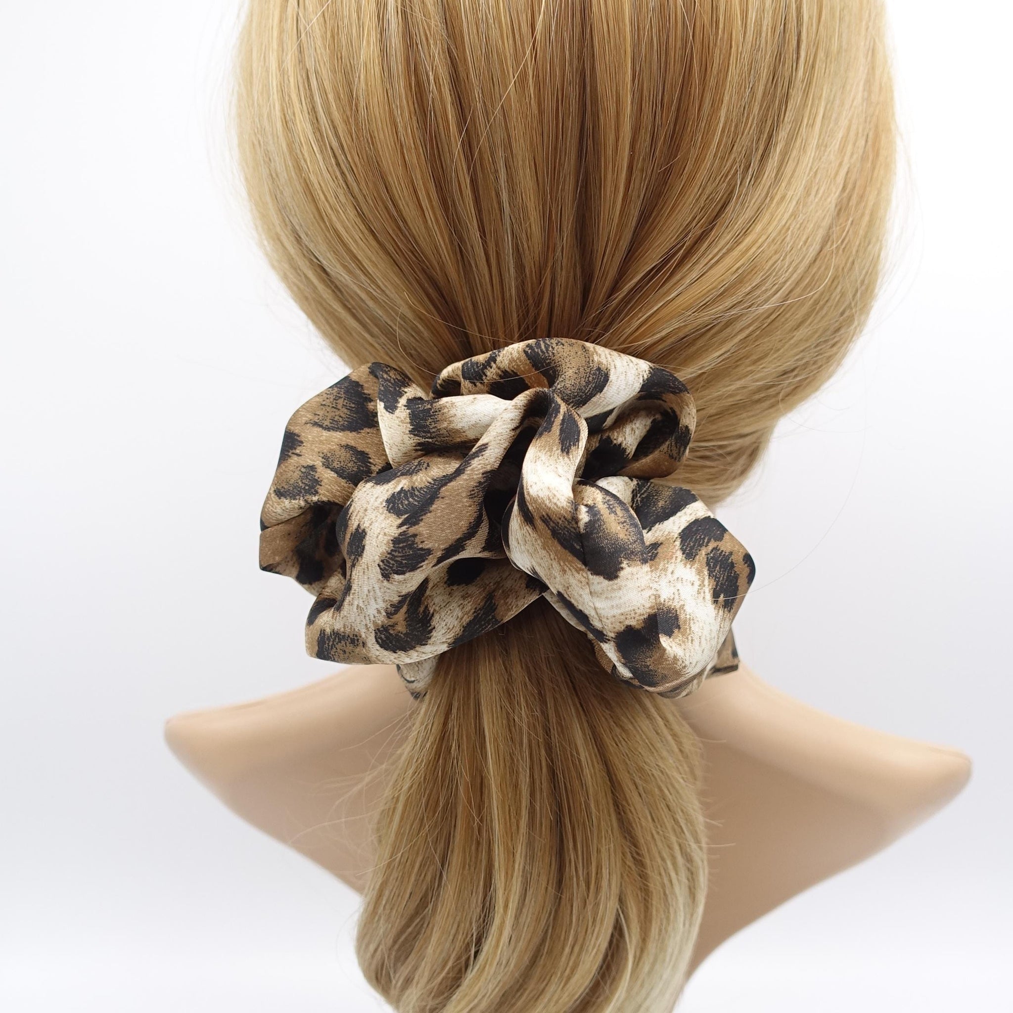 satin leopard scrunchies