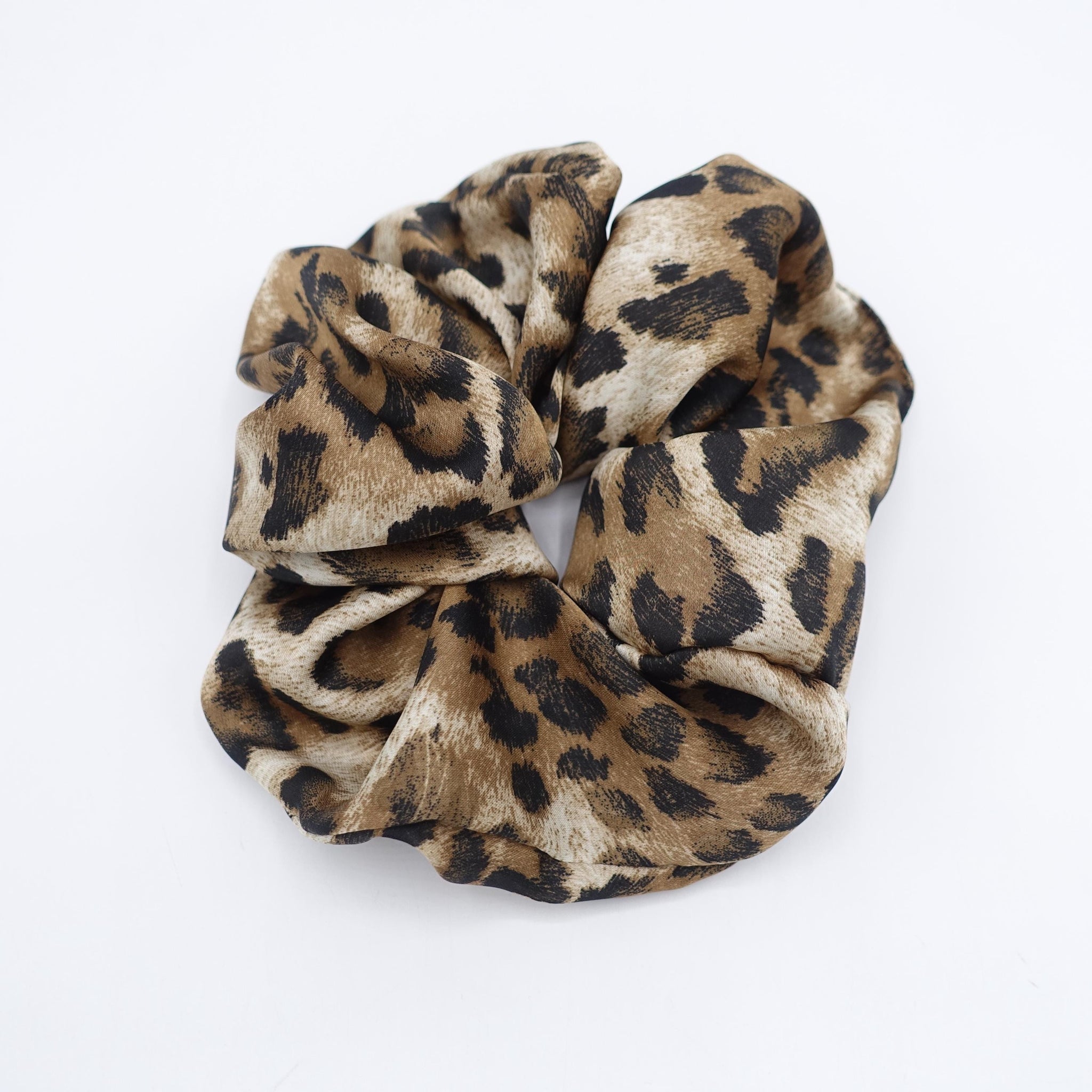 satin leopard scrunchies
