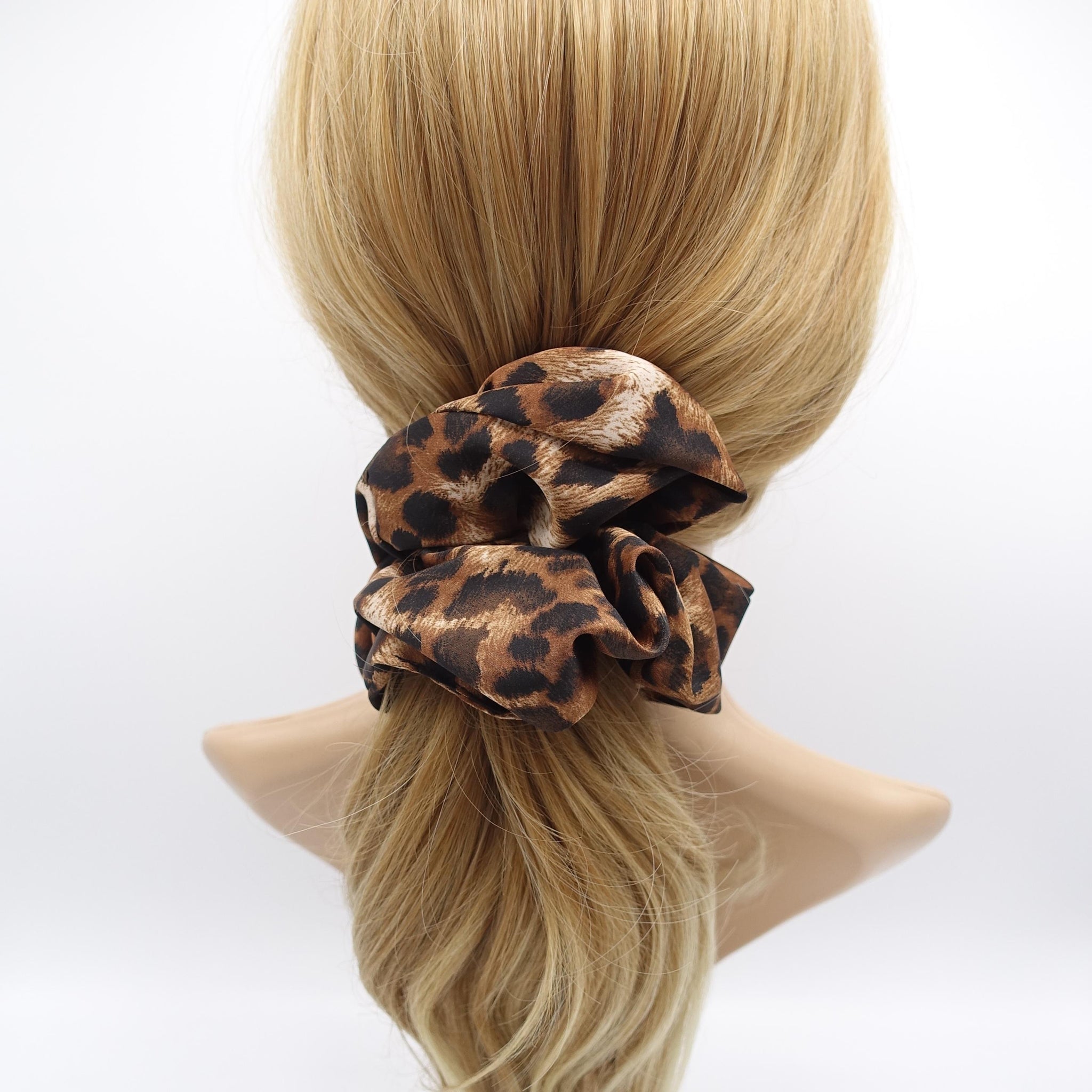 satin leopard scrunchies