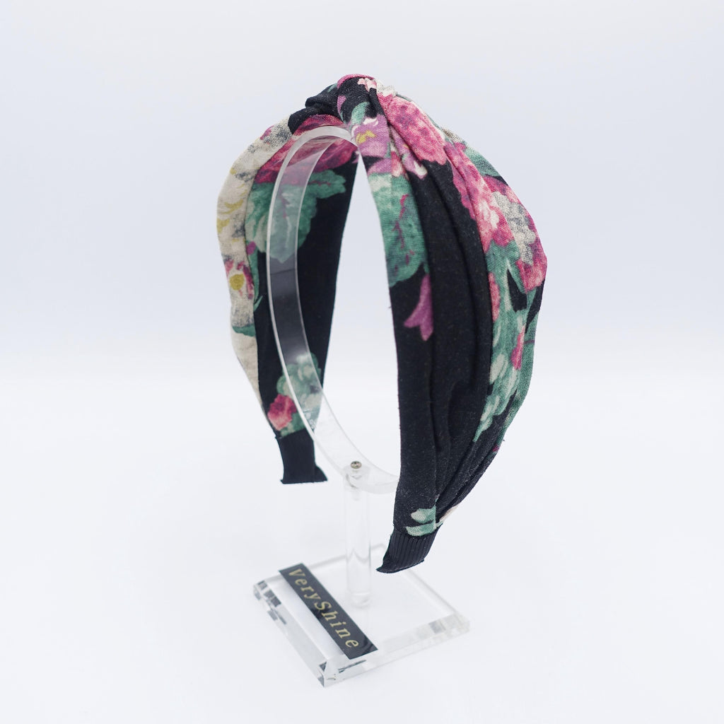 linen floral headband, twist top headband, headband for women