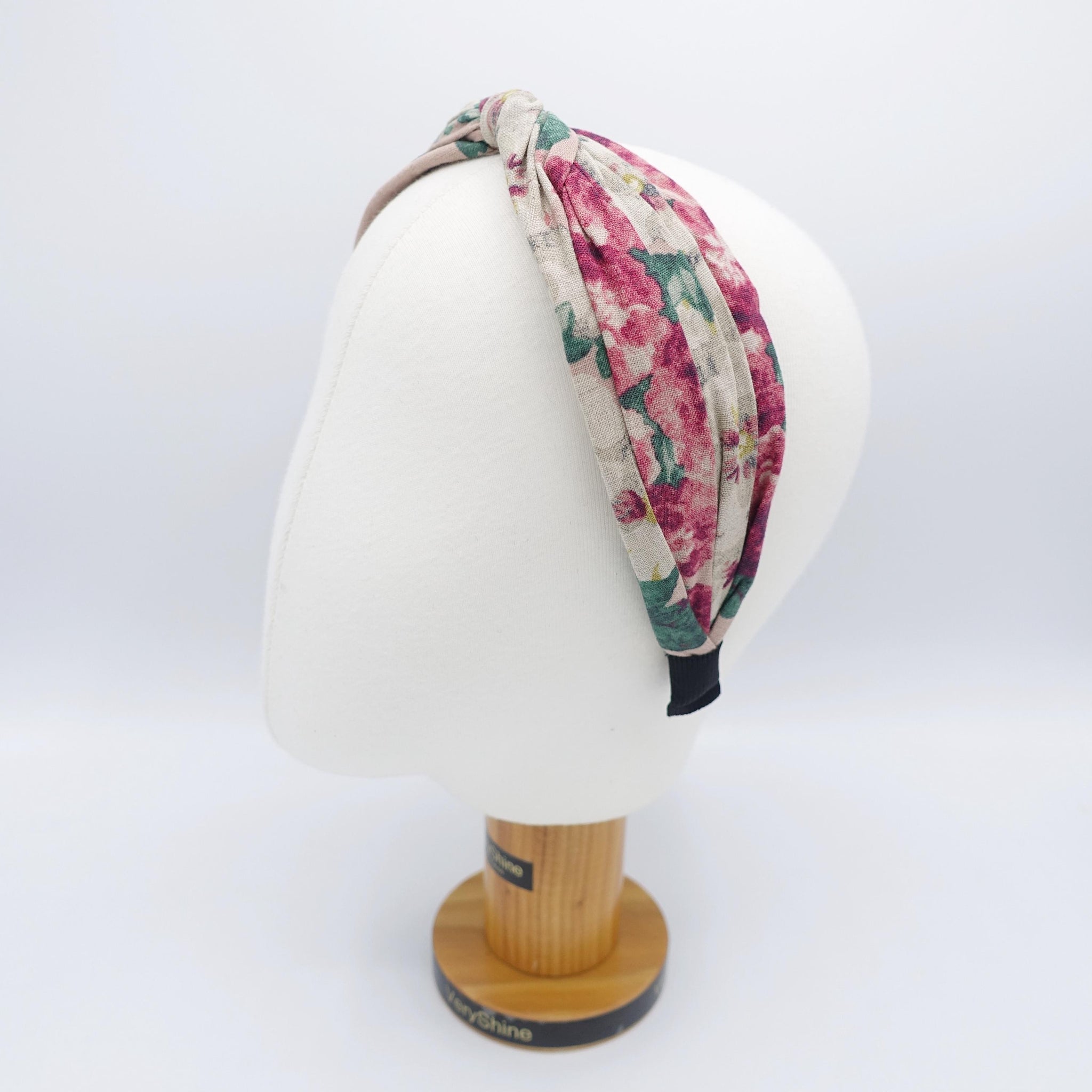 linen floral headband, twist top headband, headband for women
