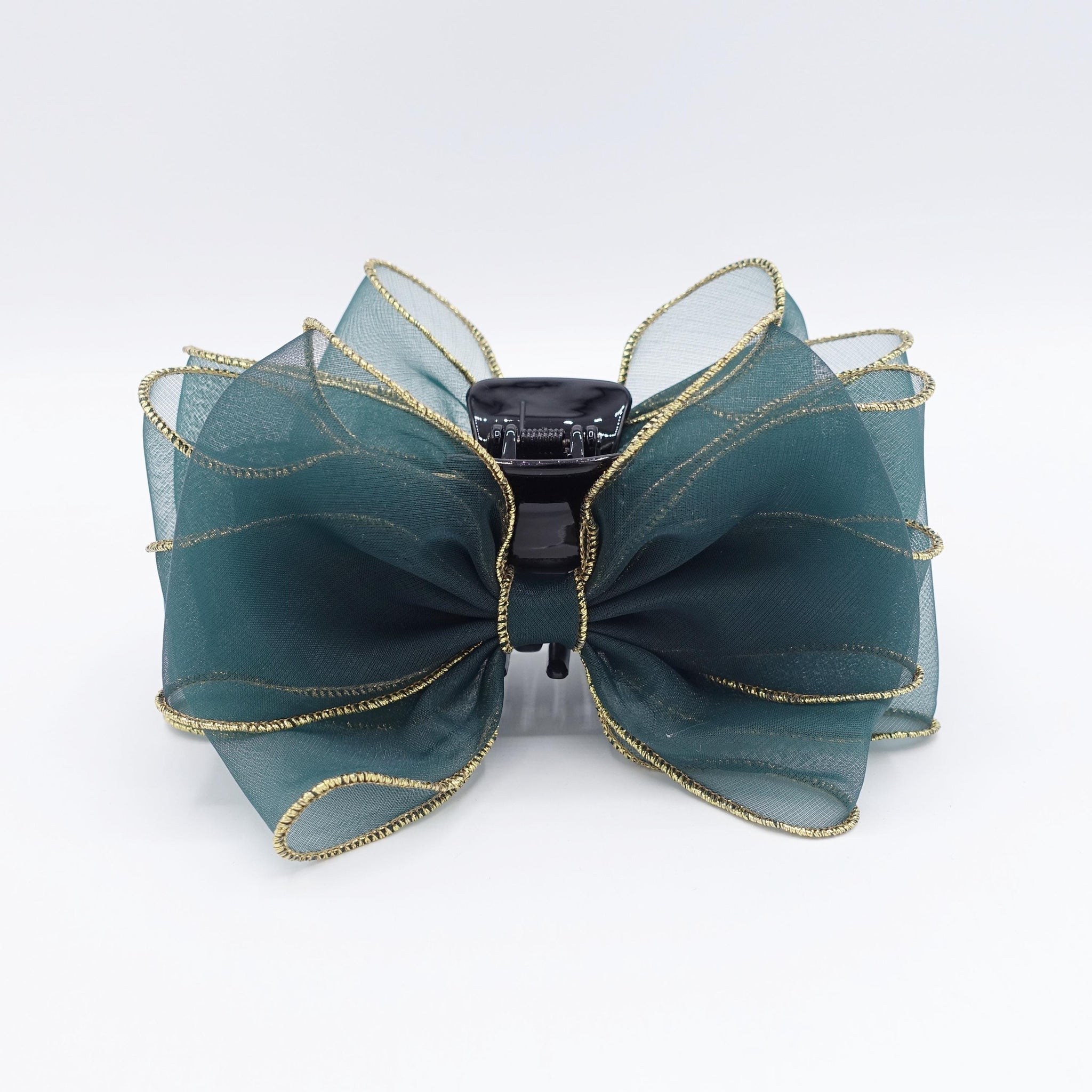 organza bow hair claw, golden edge tirm